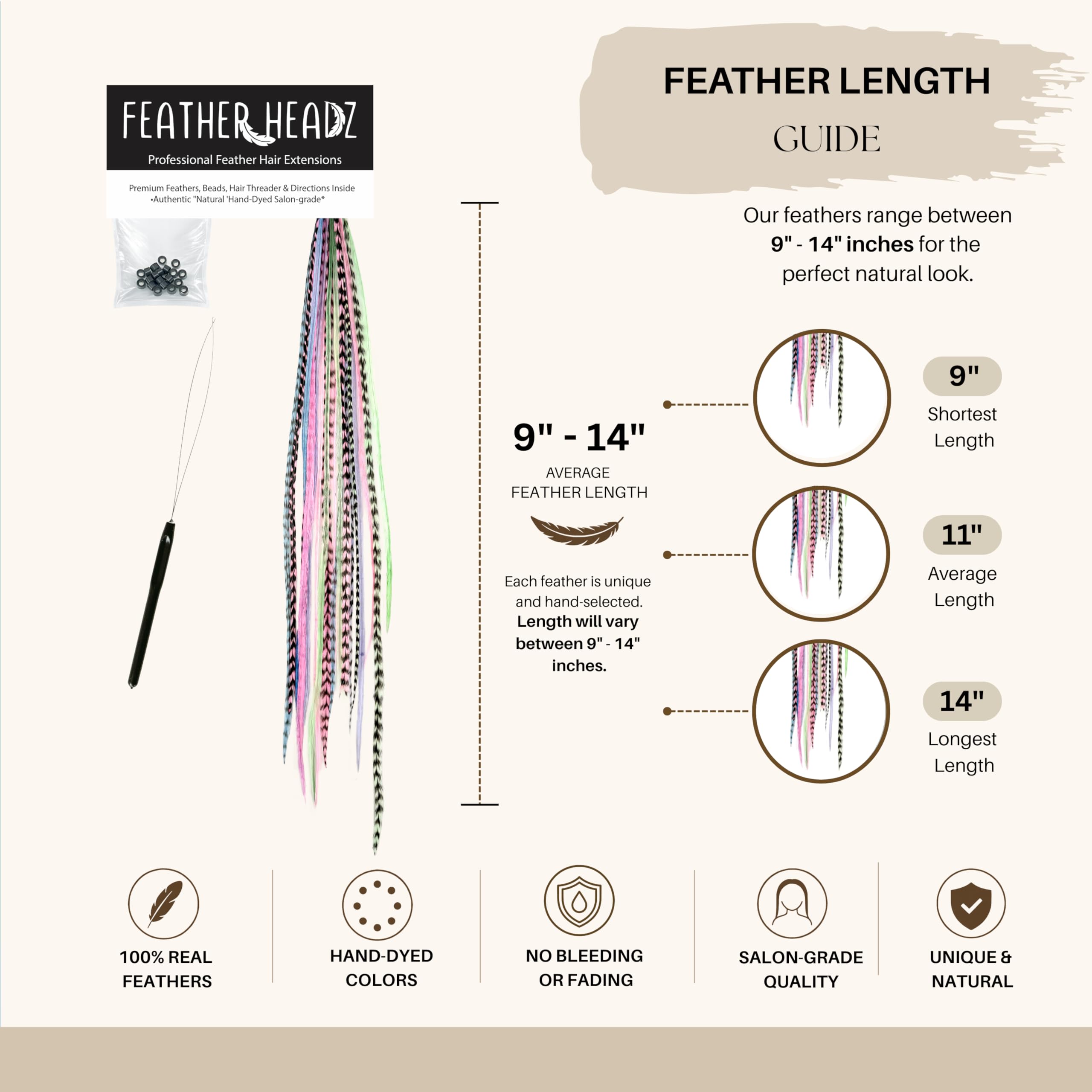 21 extension per capelli color pastello, lunghezza 22,9 cm - 35,6 cm, kit fai da te con 20 micro perline di collegamento, 100% piume vere, stile boho accattivante (pastelli)