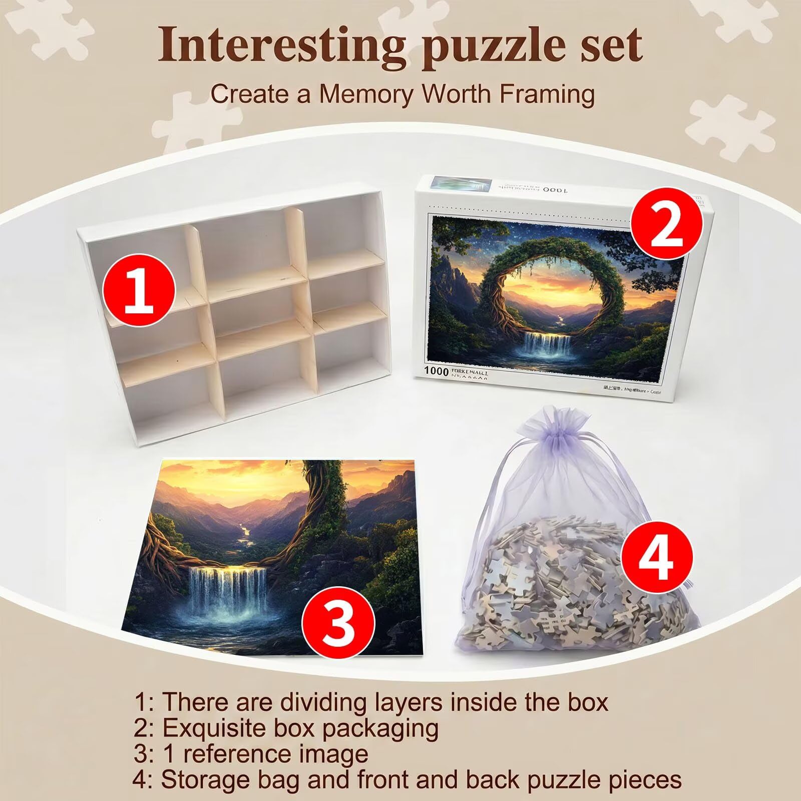 sogno paesaggio Puzzle 1000 Pezzi per Adulti, Puzzle in Legno - Collezione Classica con Poster Incluso -Sfida di Concentrazione e Passatempo Antistress, Gioco Educativo per Famiglia, 75 x 50 cm f0-787
