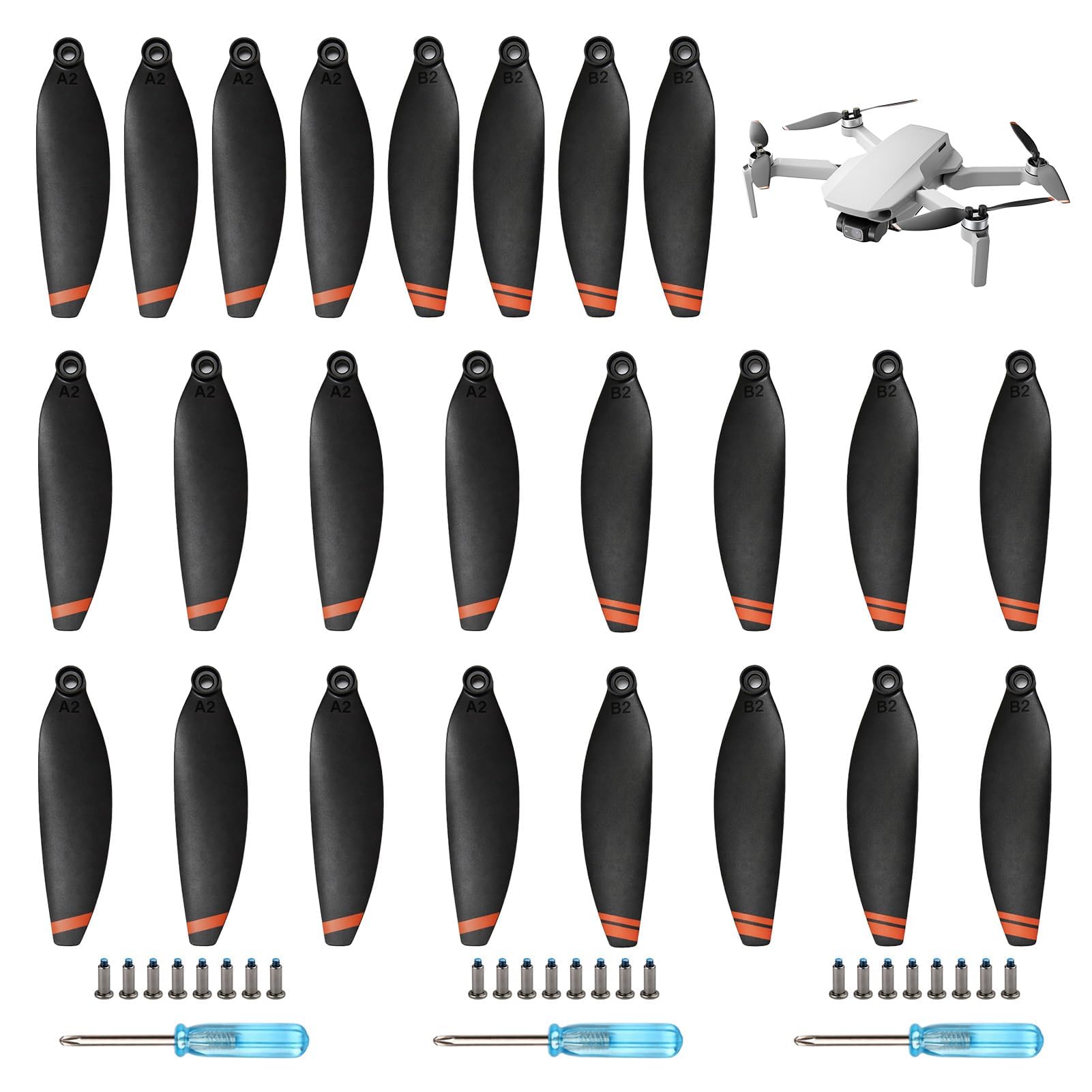 24 hélices pour DJI Mini 4K, Mini 2 SE/2/SE, set de remplacement d'hélices 4726FM, à faible bruit, vis aériennes, accessoires pour drones avec vis et tournevis