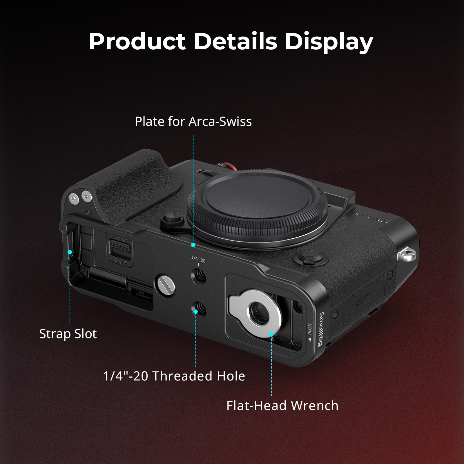 SMALLRIG Impugnatura in silicone a forma di L per fotocamere FUJIFILM X-T30 III/X-T30 II/X-T30, piastra a sgancio rapido integrata per Arca-Swiss, filettatura 1/4"-20, più leggera, scatto (nero