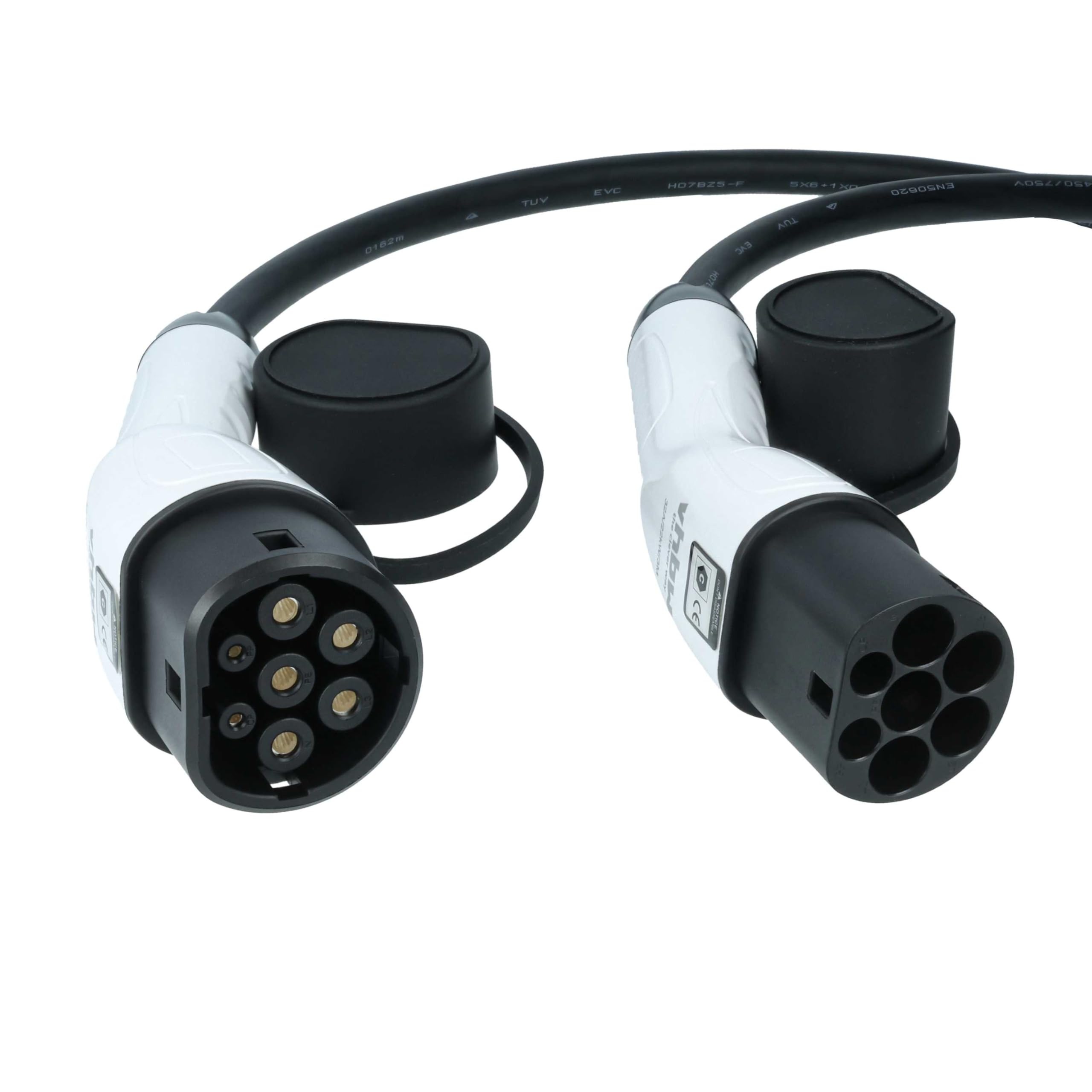vhbw Cable Carga Tipo 2 a Tipo 2 para Coche eléctrico - Cable conexión, 3 Fases, 32 A, 22 kW, 3 m