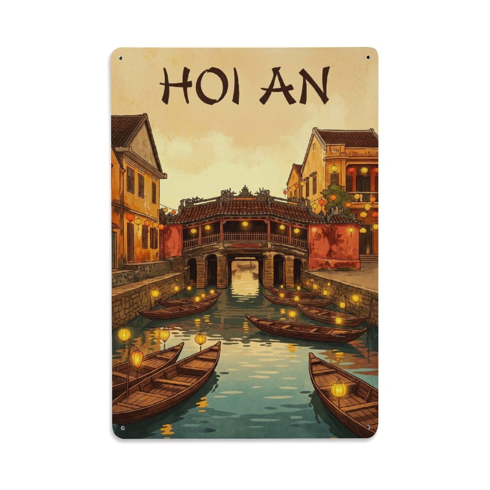 Huiyhb 8X12inch(20X30cm) Retro Vietnam Hoi An Travel Metal Tin Sign
