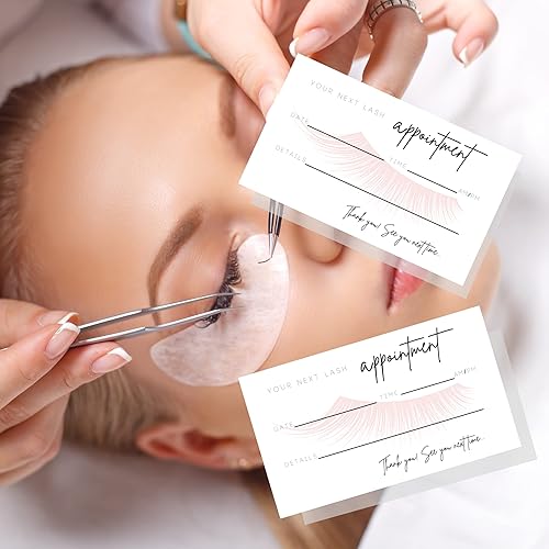 Miniatura 6 de Tarjetas recordatorias de citas para extensiones de pestañas, paquete de 50, tarjeta de tamaño empresarial de 3.5 x 2 pulgadas, suministros de