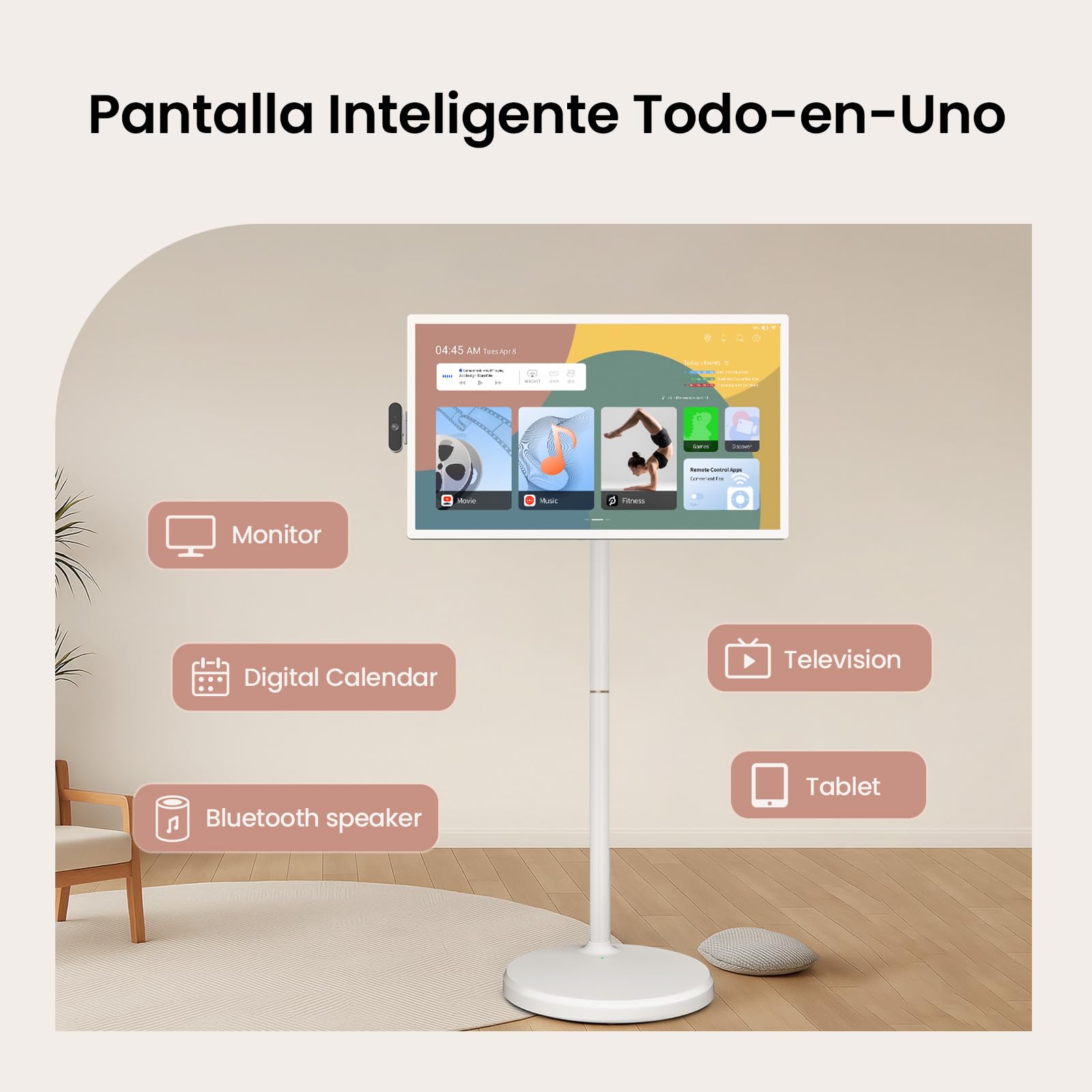 ApoloSign 32 Pulgadas 2ª generación Televisor portátil Inteligente con Sistema operativo Android, Certificado EDLA, Pantalla táctil móvil, rotación Completa, Control Remoto por Voz