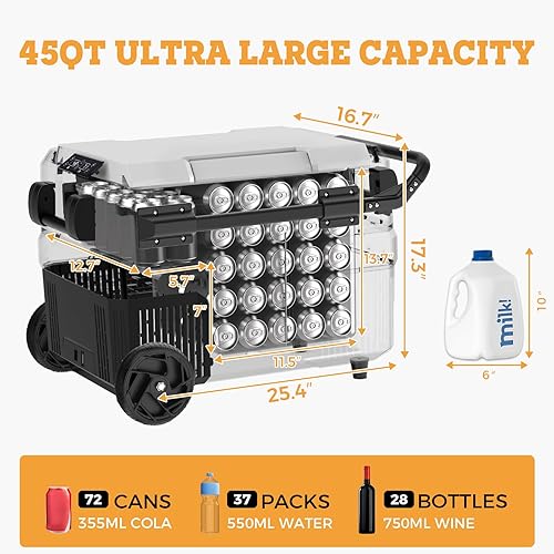 Miniatura 5 de Setpower RV45D PRO - Refrigerador de coche de 12 voltios con tapa, congelador portátil, nevera de coche de doble zona con separador desmontable