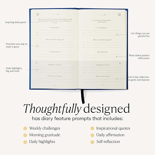 Miniatura 3 de The Five Minute Journal, diario original de gratitud 2024, diario de reflexión y manifestación para atención plena, diario sin fecha con lámina