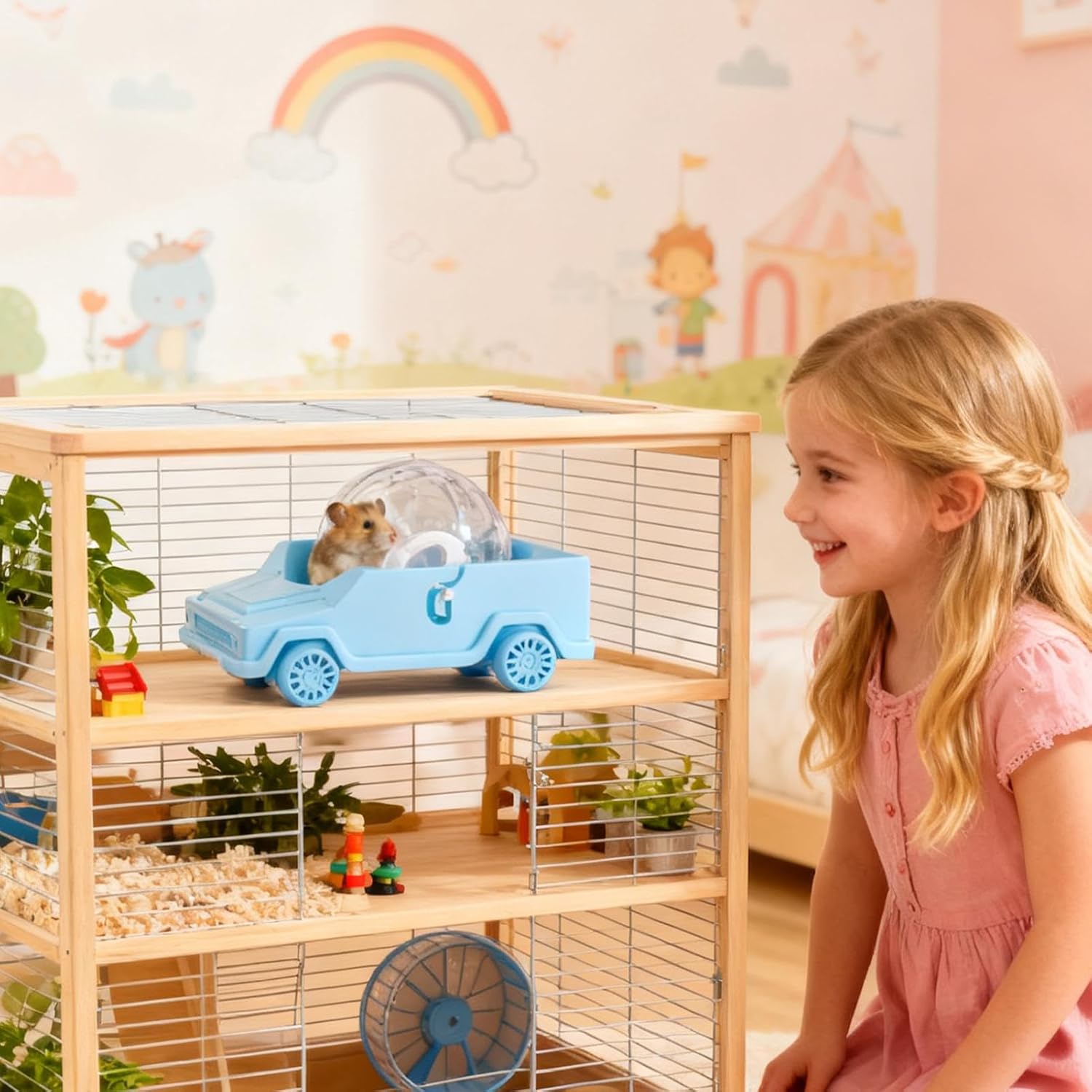 Genérico Exercise Wheel for Hamster - Small Pet Toy Car Shape, Toy for Small Animals | for Pet Enrichment and Stress