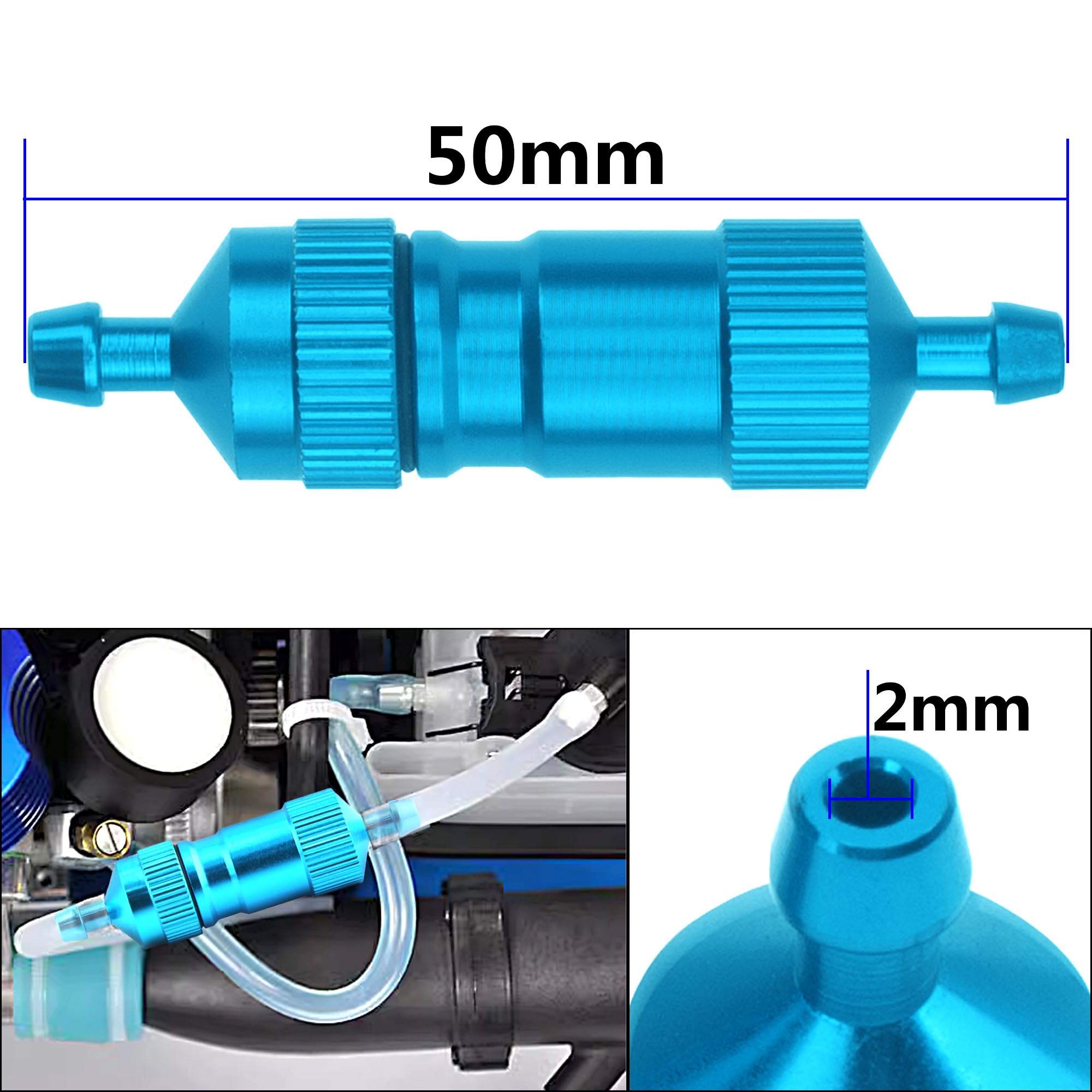 Vgoohobby 2Pcs RC Engine Fuel Filter w/Copper Filter Element Compatible with HSP Traxxas Redcat 1/8 1/10 Nitro Car, RC Boat Airplane