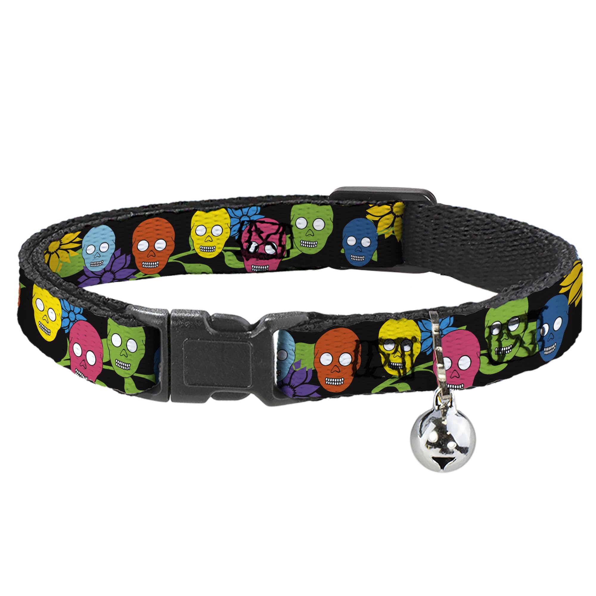 Collar para gato mediano Buckle-Down de 1,27 cm de ancho con calaveras