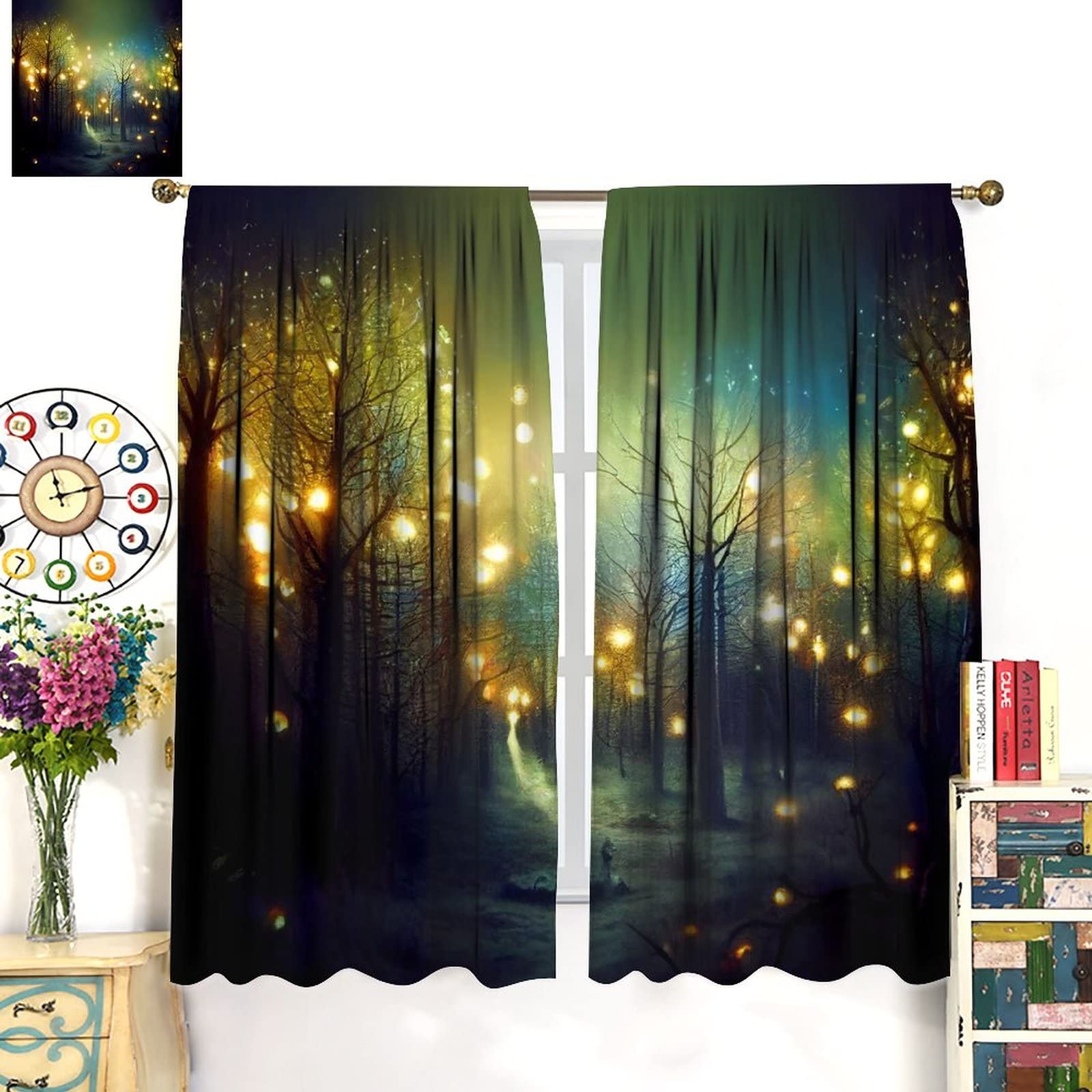 Magic Forest Blackout Curtains - Gothic Fairy Tale Design, Rod Pocket, 2 Panels (21x45 Inches Each) - View #9
