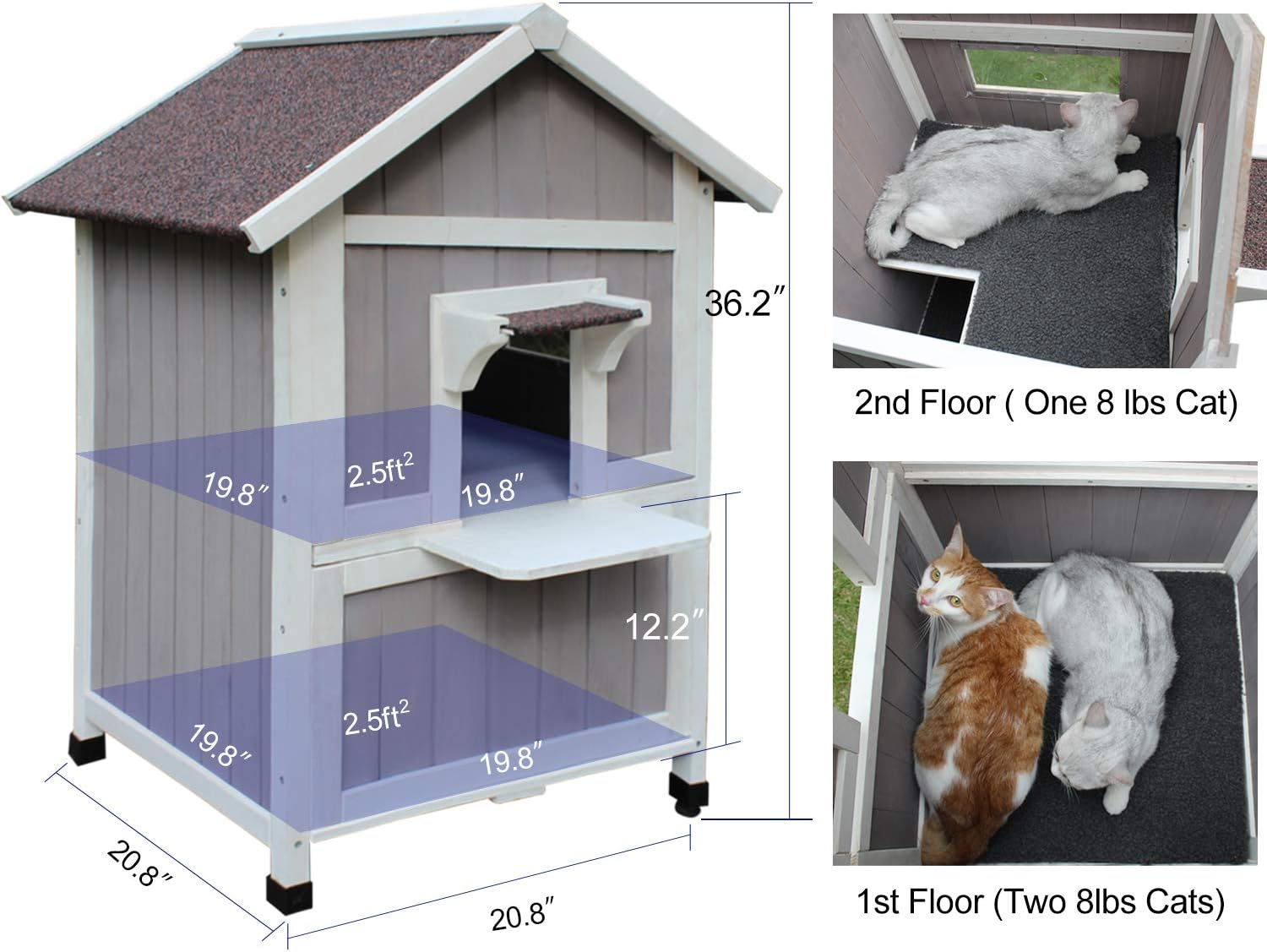 Buy Hicaptain Outdoor Cat House Feral Cat Shelter Escape Door Waterproof Insulated Two Story Online In Indonesia B089pnkffg