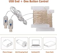 Vista 2 de Beingreat 2 Pack USB Plug-in Fairy Lights, 33ft 100 Mini LED Copper String Lights with 8 Modes, USB Starry Lights for Bedroom Wedding Christmas