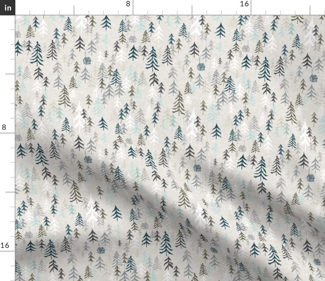 Spoonflower Fabric - Earth Woods Forest Trees Pine Woodland Neutral Boy Printed on Petal Signature Cotton Fabric by The Yard - Sewing Quilting Apparel Crafts Decor