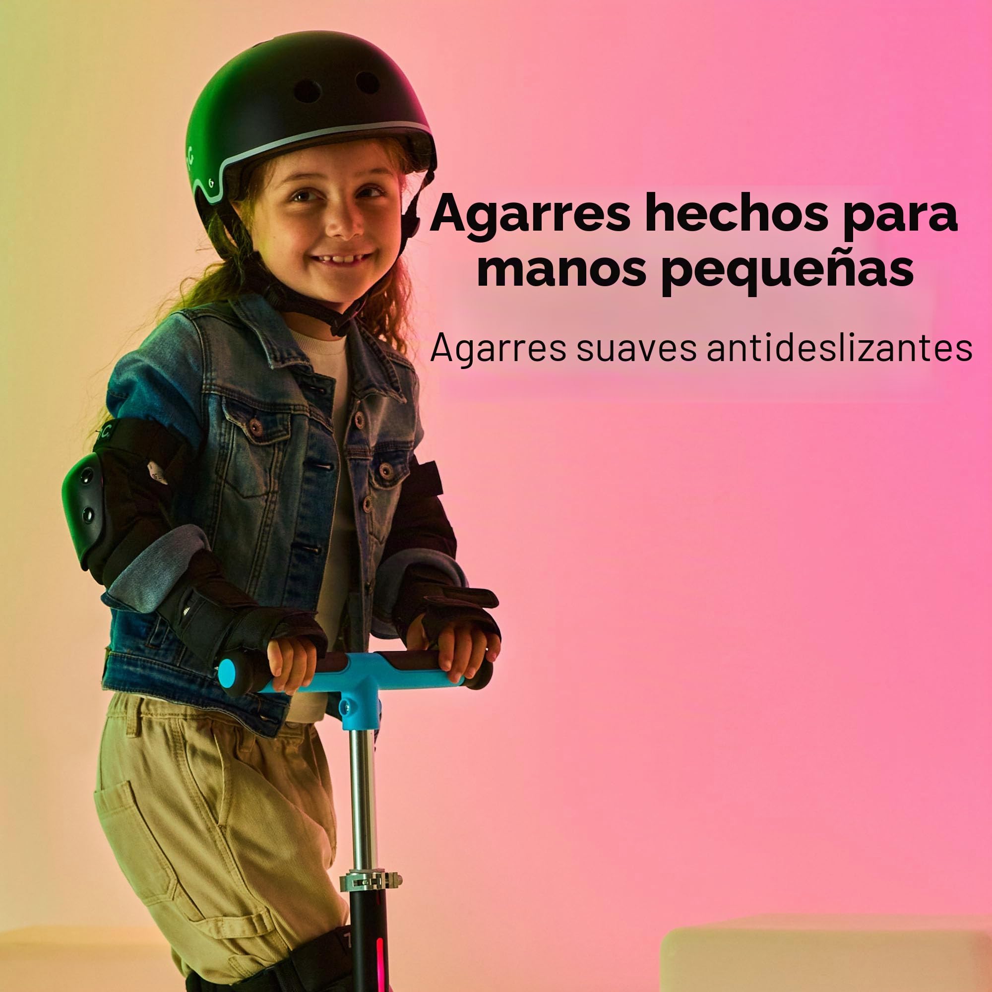 Zinc T-Motion Shine - Patinete para niños a partir de 3 años, plegable de tres ruedas para niños y niñas con cubierta y ruedas con luz LED, manubrio ajustable, controles de inclinación y dirección,