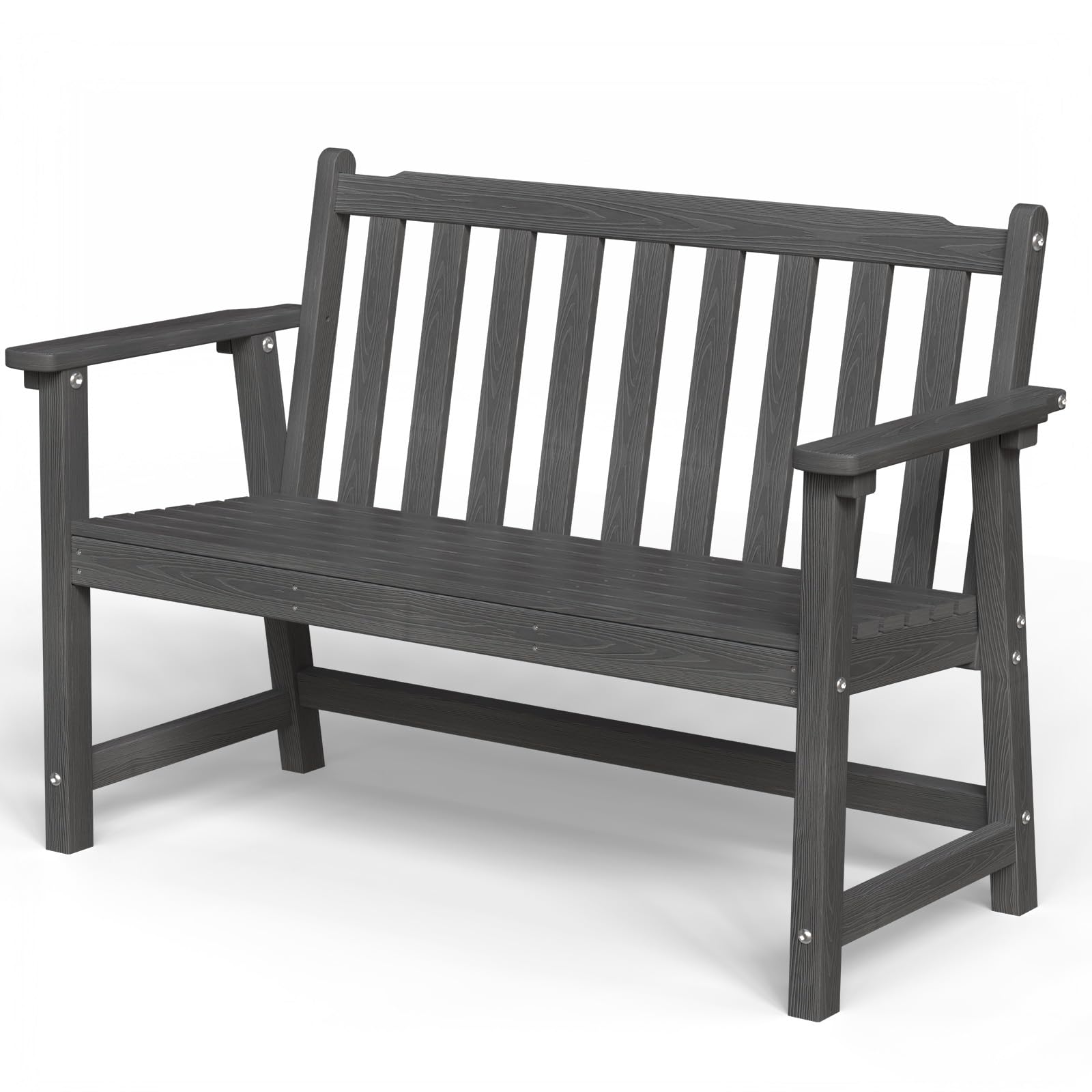SUUNYN Outdoor Bench, 2-Person HDPE Garden Bench, All Weather Poly Patio Bench for Outdoors, Garden, Backyard, Porch and Park, 550 lbs Weight Capacity