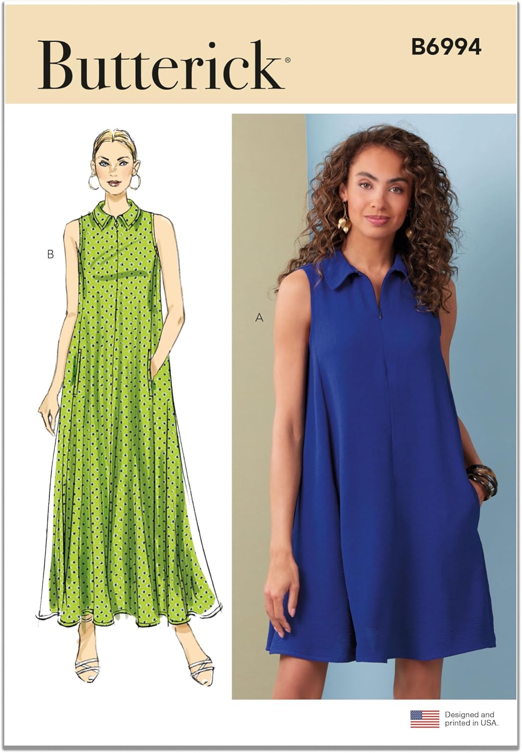 Butterick B6994H5 Misses' Loose-Fitting Dress Sewing Pattern Packet, Design Code B6994, Sizes 6-8-10-12-14