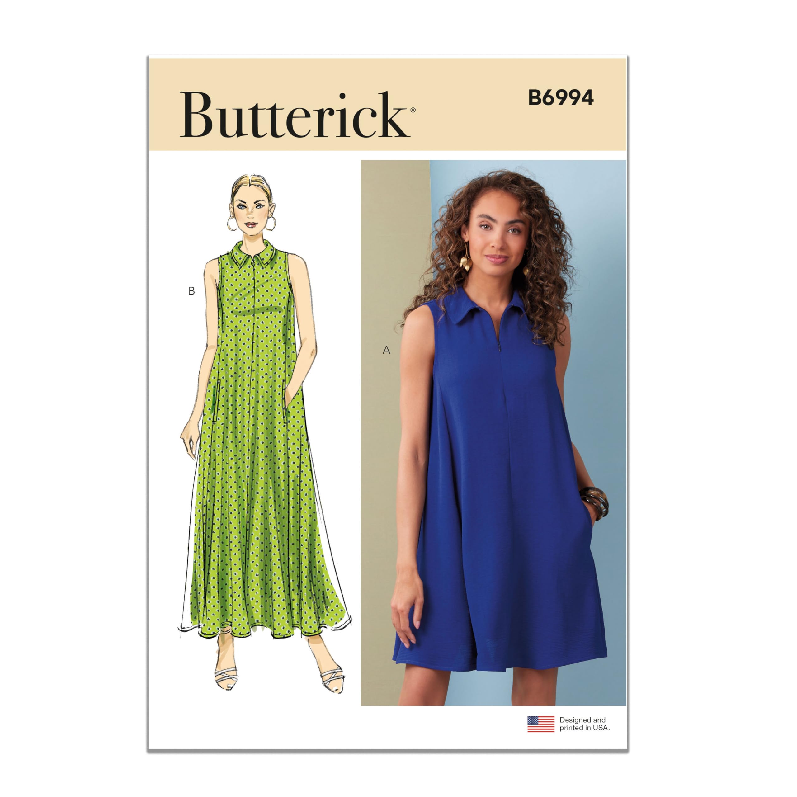 Butterick Women's Sewing Pattern 6994, Dresses For H5 (6-8-10-12-14) - Intermediate - U5 (16-18-20-22-24)