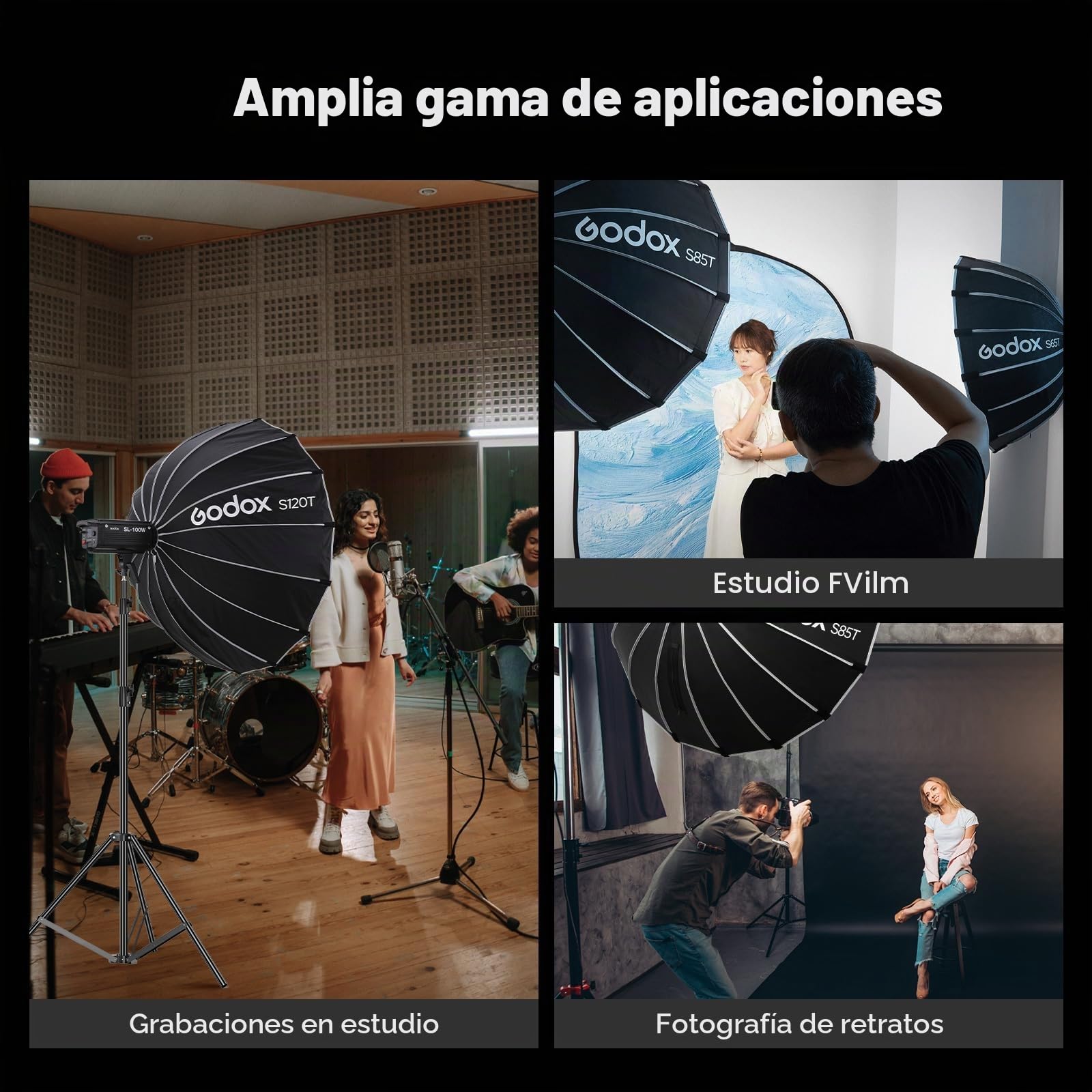 Godox S65T - Paraguas de liberación rápida de 65 cm con desenganche rápido Softbox Bowens Mount difusor de liberación rápida compacto con bolsa y paño suave para fotografía Speedlite Continous Light