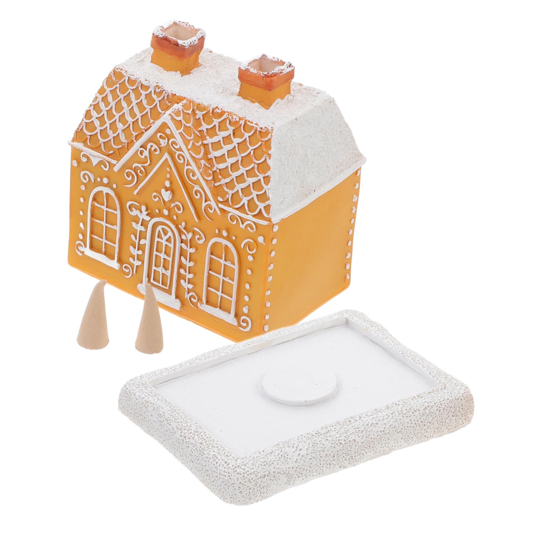 Porta Coni Incenso Forma di Casa di Pan Speziato in Resina Bruciatore di Incenso per Coni Natalizi da Tavolo Decorazione per Soggiorno e Camera da Letto