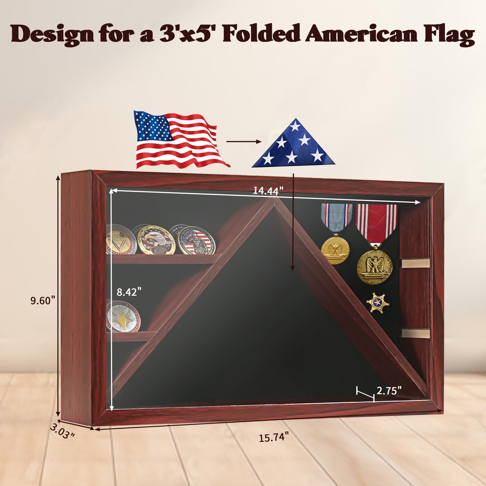 Vitrina Con Bandera De Veteranos, Placas Grabadas Amazon.com: Vitrina