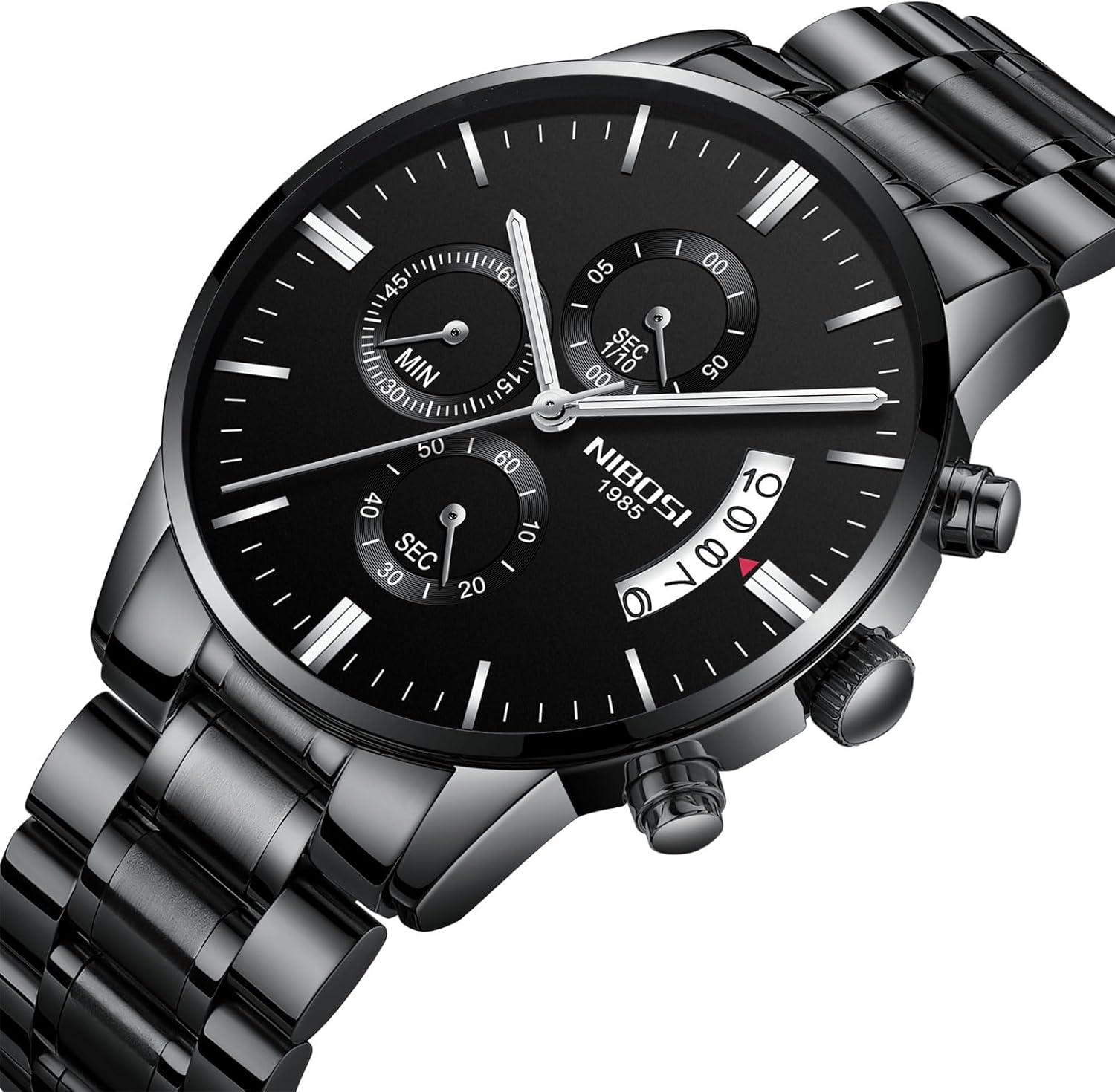 NIBOSI Men's Watch Analog Chronograph Waterproof, Luminous, Date Fashionable Design Stainless Steel Wrist Watch for Business, Sports & Daily Use - Image 2