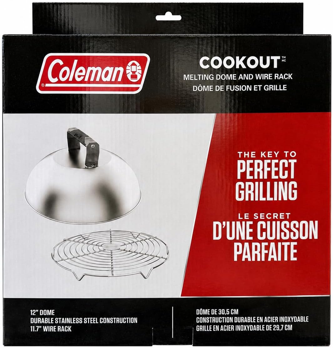 Coleman Cookout Melting Dome and Wire Rack Set, 12-Inch Stainless Steel Basting Cover for Melting Cheese and Steaming, Griddle and Grill Accessory image 3