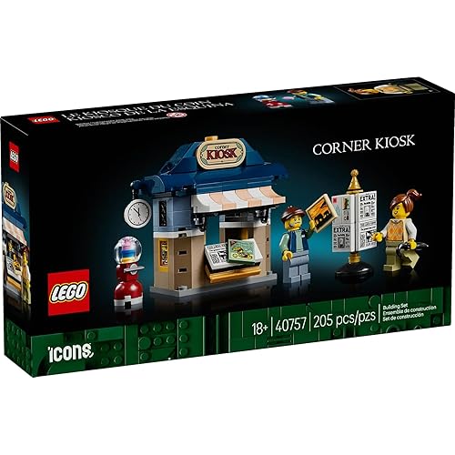LEGO Icons Corner Kiosk Building Set 40757, Newsstand with Minifigure, 205 Pieces, for Adults 18+