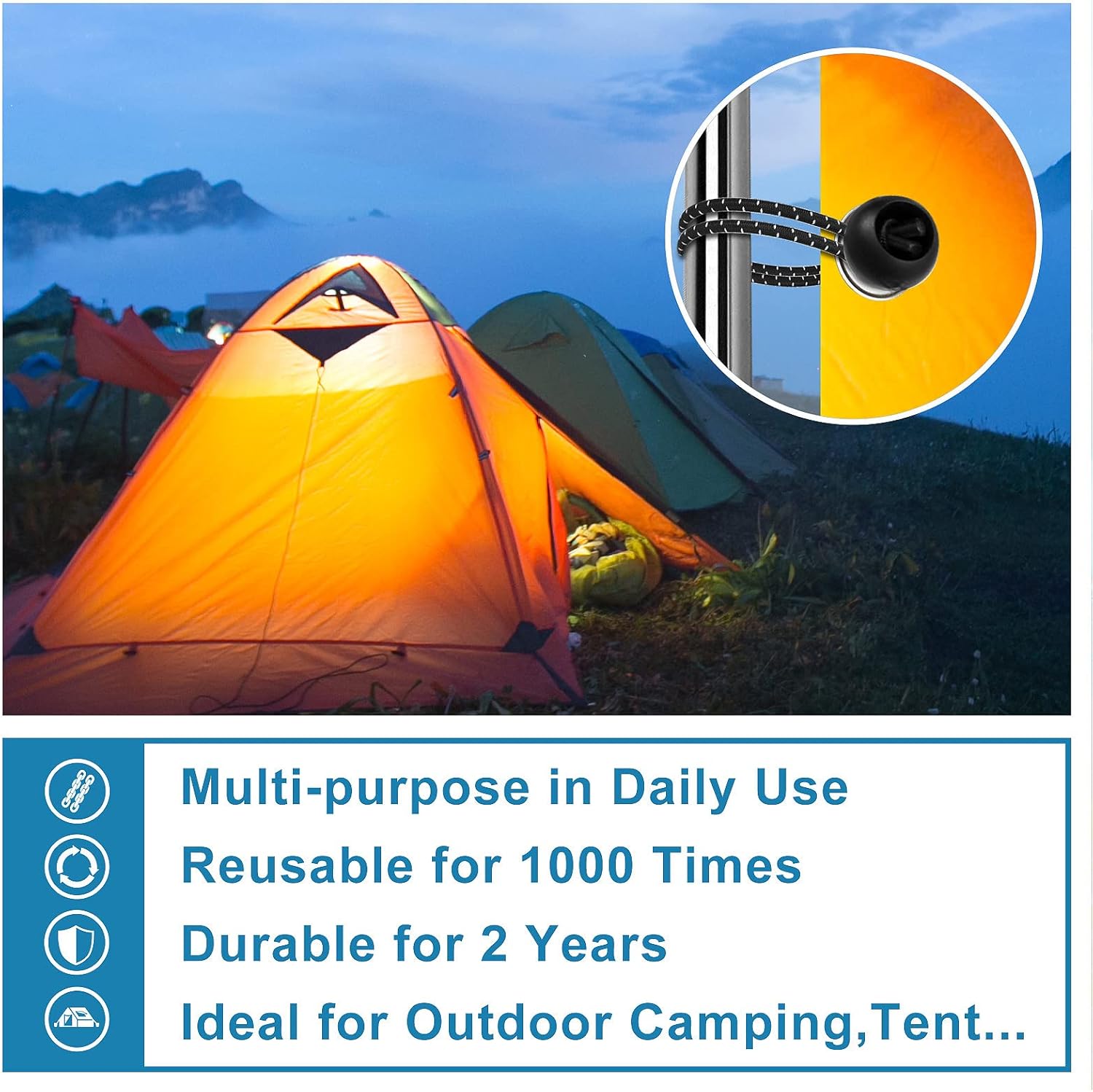 Ball Bungee Cords 4,6,9 Inch,30 PCS Tarp Bungee Balls Heavy Duty Canopy Tarp Tie Cords for Camping, Shelter,Cargo,Tent Poles with UV Resistant