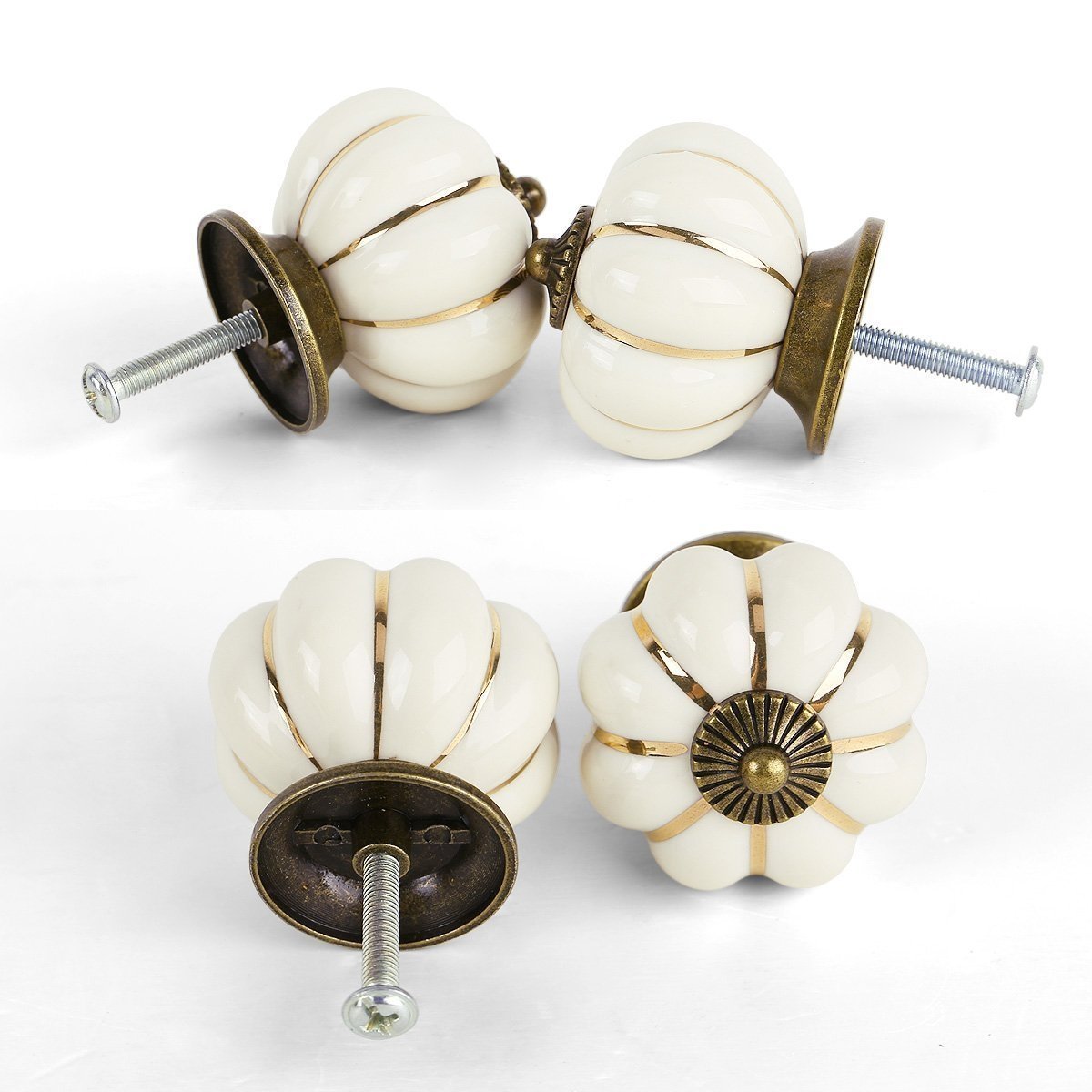 (Set di 6) Pomelli/Maniglie/Maniglie per porte in ceramica bianco avorio per mobili da cucina, armadi, armadi, cassetti, cassettiere, decorazioni per porte della camera dei bambini ecc.