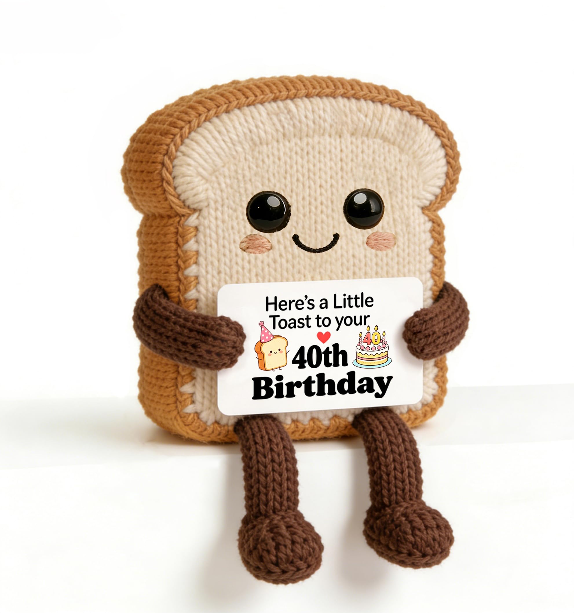 HULALA 40th Birthday Gifts For Women Men Handmade Crochet Toast With Greeting Card Decoration Ornament Sentimental Keepsake Gift