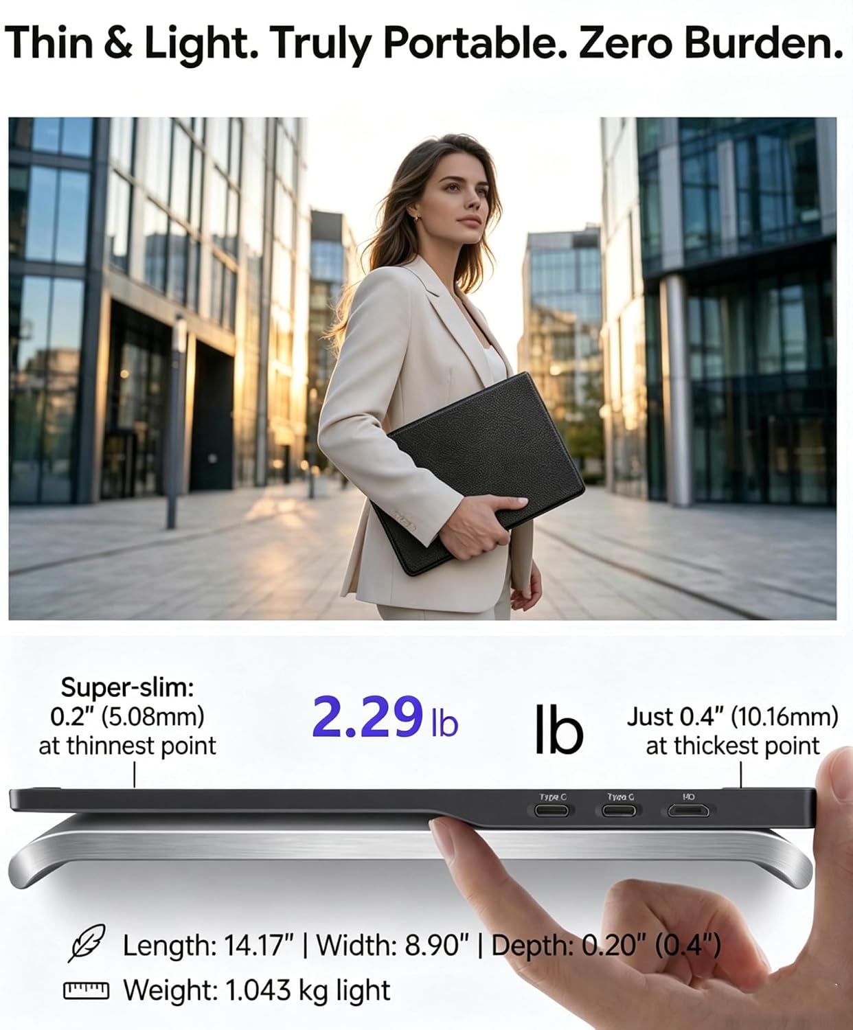 KOOFORWAY 15.6" FHD Portable Monitor Touchscreen for Laptop | 10-Point Touch FHD IPS screen with dual speakers, protective case & stand. For Laptop PC Phone Gaming