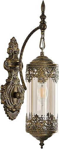 Aplique de pared gótico, linterna dorada antigua, lámpara de pared retro cableada para dormitorio, sala de estar, pasillo, marroquí, montaje en