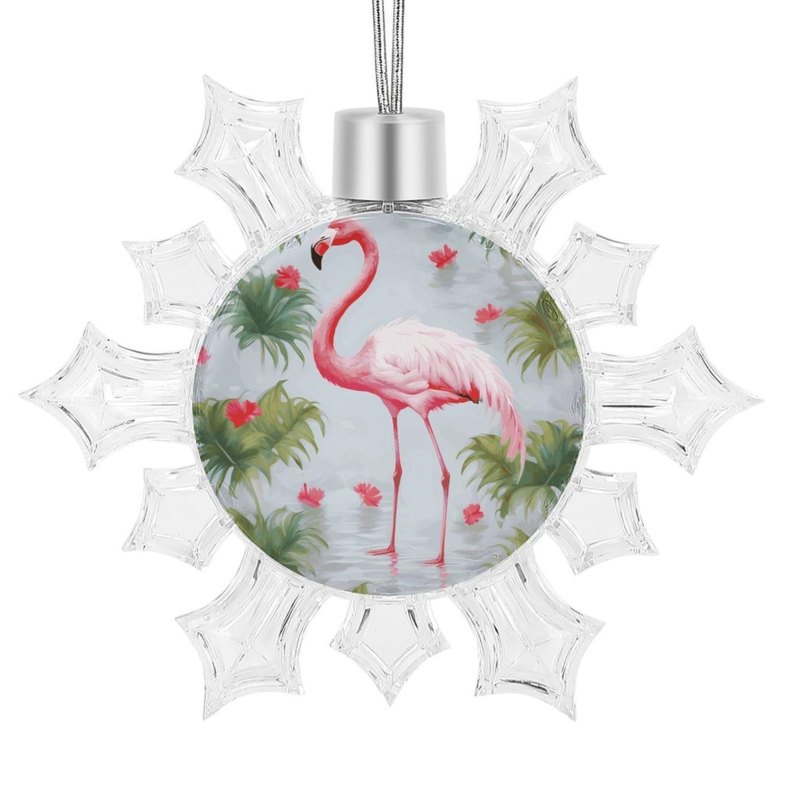 White Flamingo Snowflake Decorations,Christmas Decorations，Christmas Indoor Winter Wonderland Decor，Hanging Ornaments for Xmas Tree Winter New Year Party Supplies