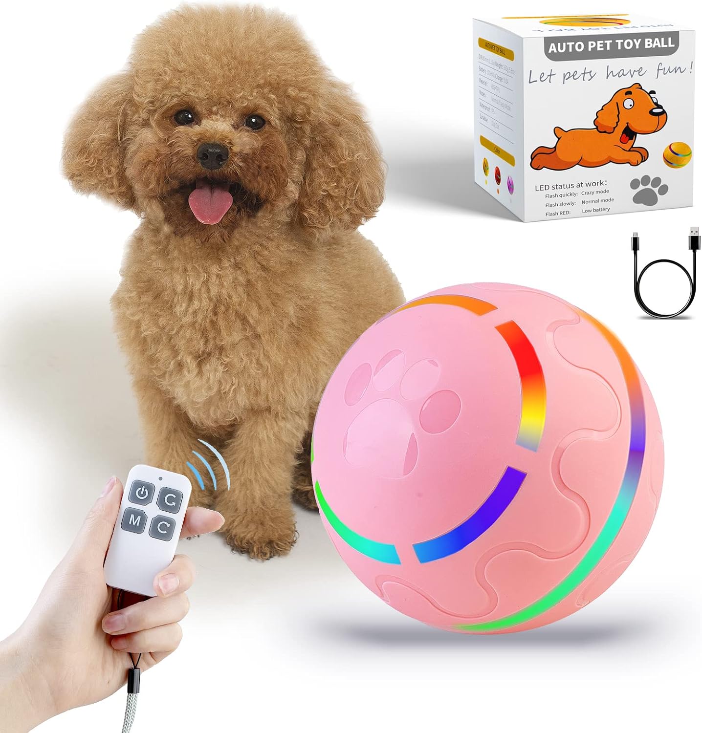 Pet Supplies SHAIINKOOW Smart Dog Toy Balls With LED Flash Lights