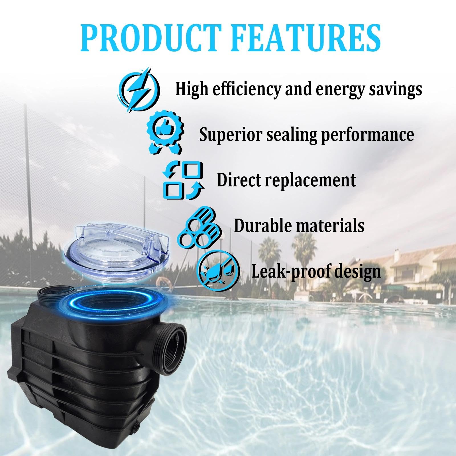 SPX3100D Couvercle fileté de rechange pour pompe de piscine avec joint torique