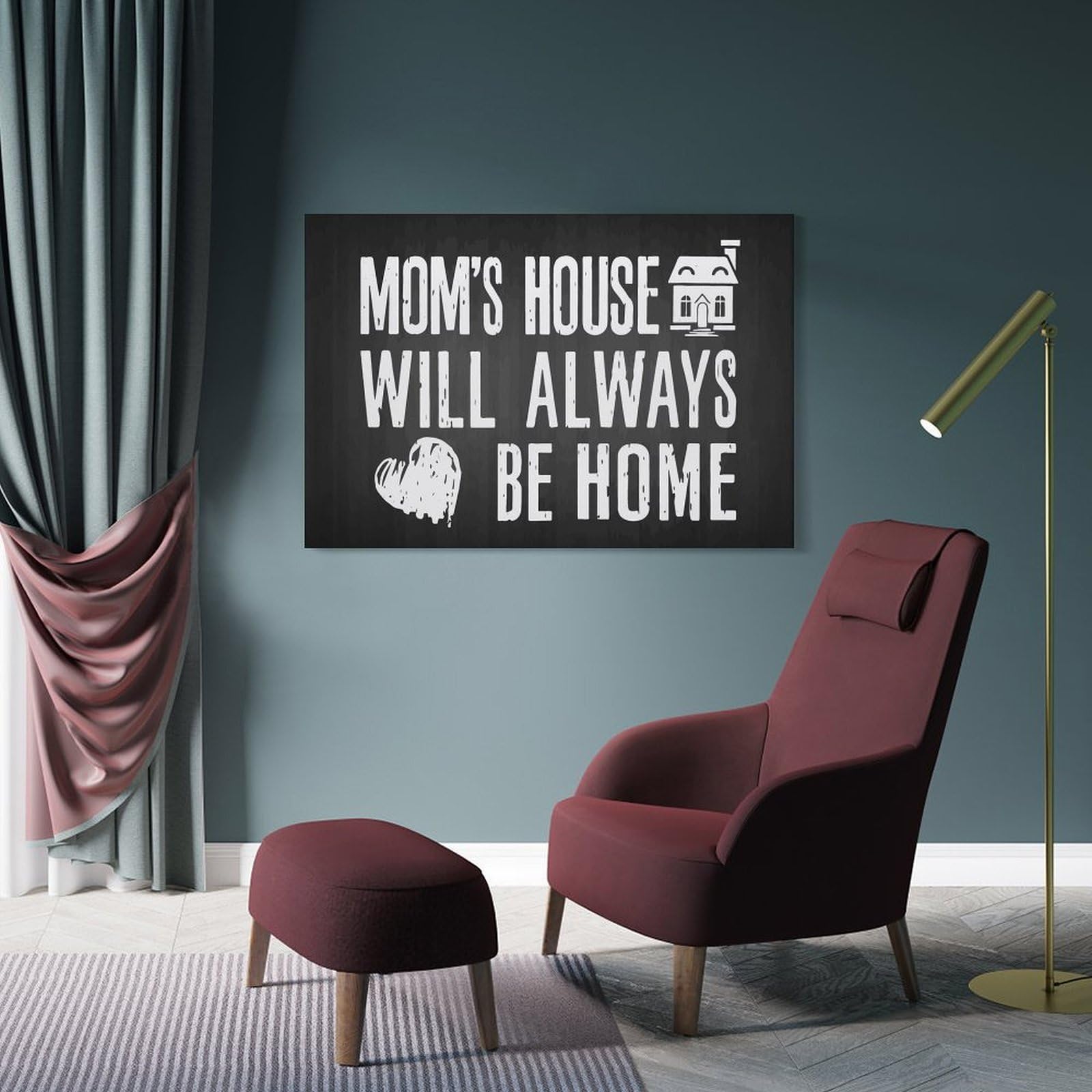 Junmoney Moms House Will Always Be Decorative Wall Artwork 24x36inch(60x90cm), for Living Room, Bedroom, Office Or Hallway, Decorative Artwork with Broad Appeal