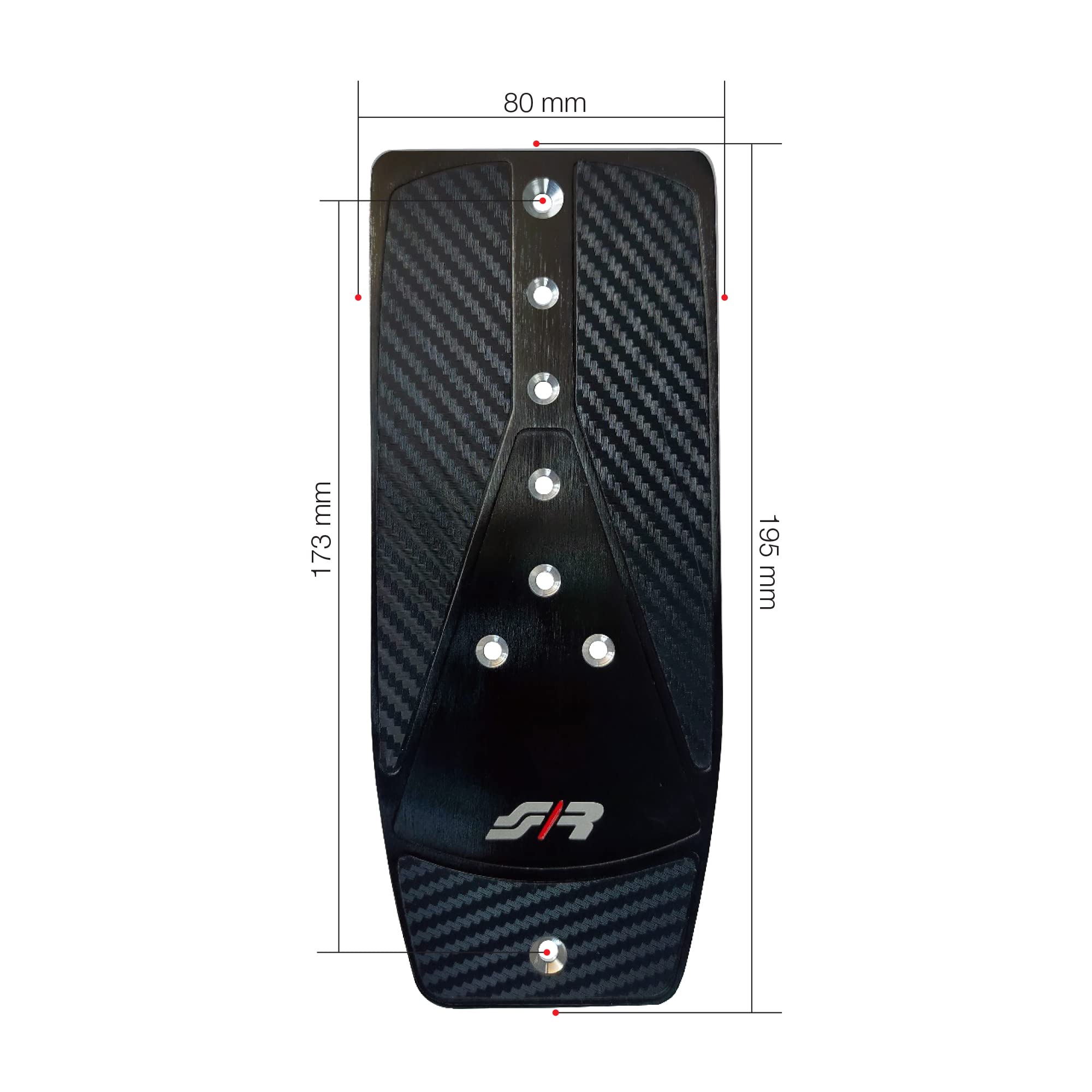 Simoni Racing 820CL Pedana Poggiapiede Universale, pedana antiscivolo per Auto, in Alluminio Nero e Carbon Look