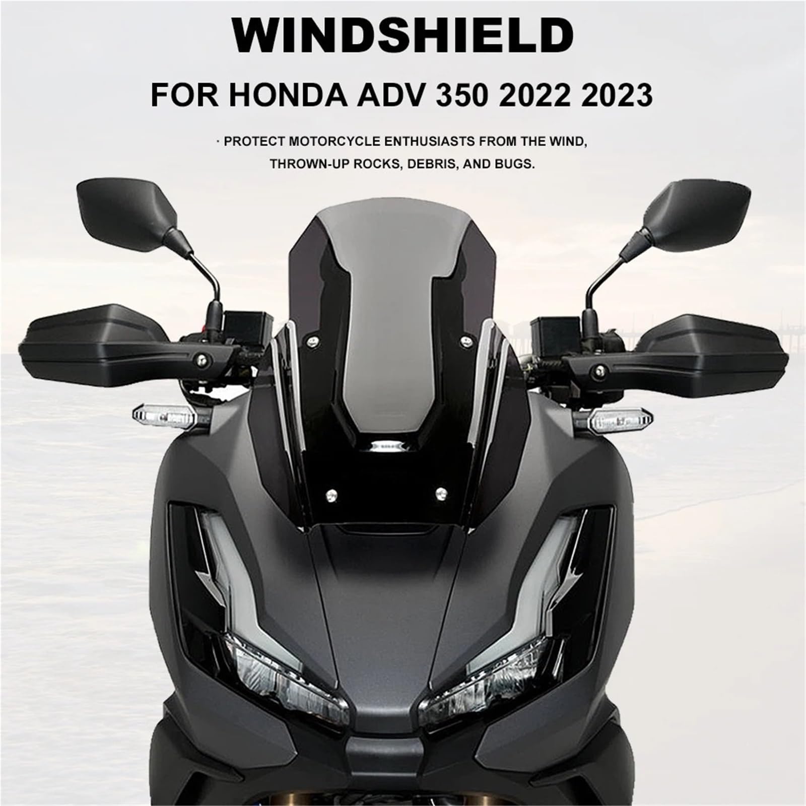 Parabrezza Moto Spoiler Adatto Per ADV350 Adv 350 2022 2023 ADV-350 Accessori Per Moto Parabrezza Deflettore Antivento Protezione Spoiler(Black)