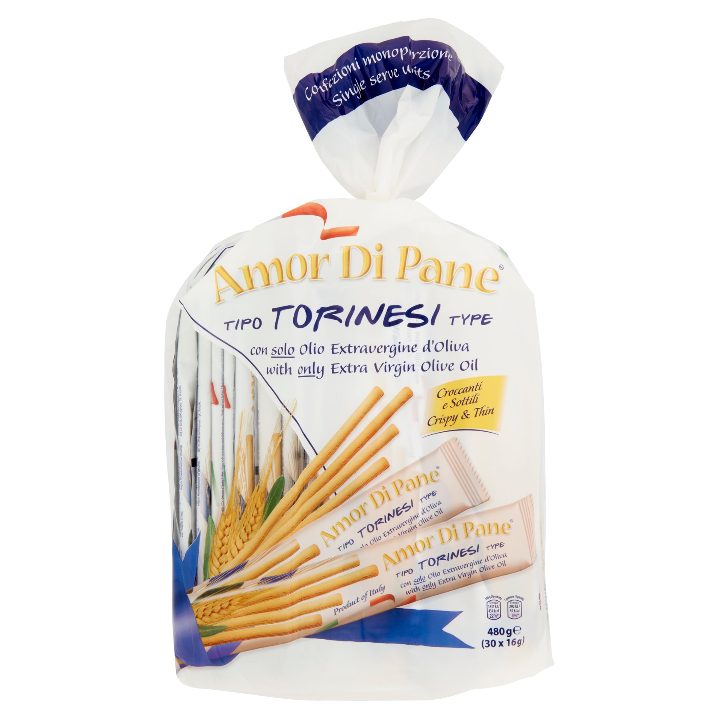 Amor di Pane Breadsticks with Extra Virgin Olive Oil 480g (16g x 30)