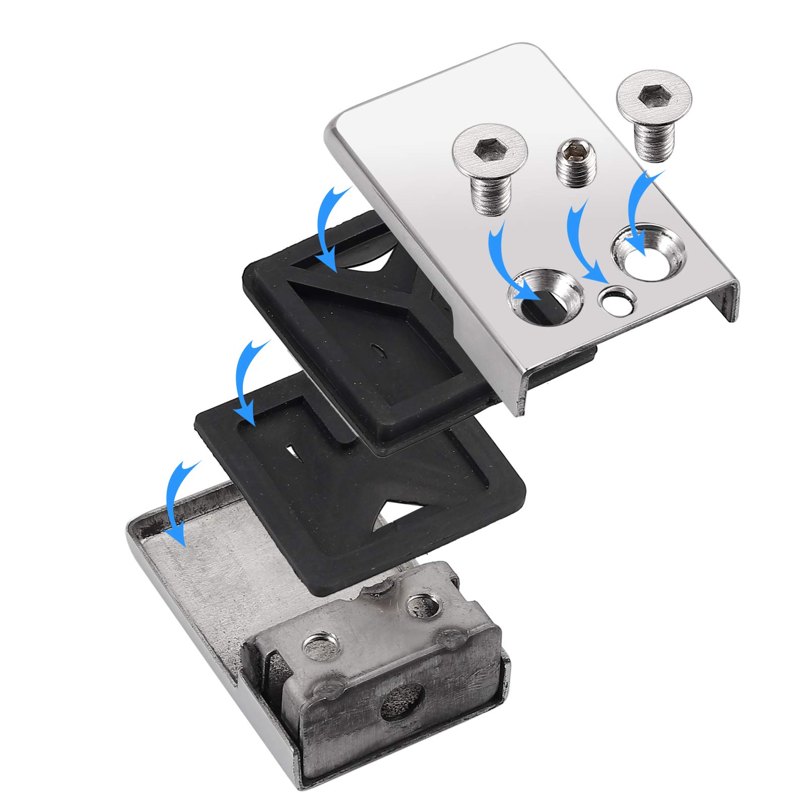 Proster 8 Pezzi Supporto Vetro 11-12mm Acciaio Inossidabile 304 Morsetto Fissa Vetro Con 2 Cacciavite per Ringhiera Balaustra Corrimano della Scala - Lucido Nero