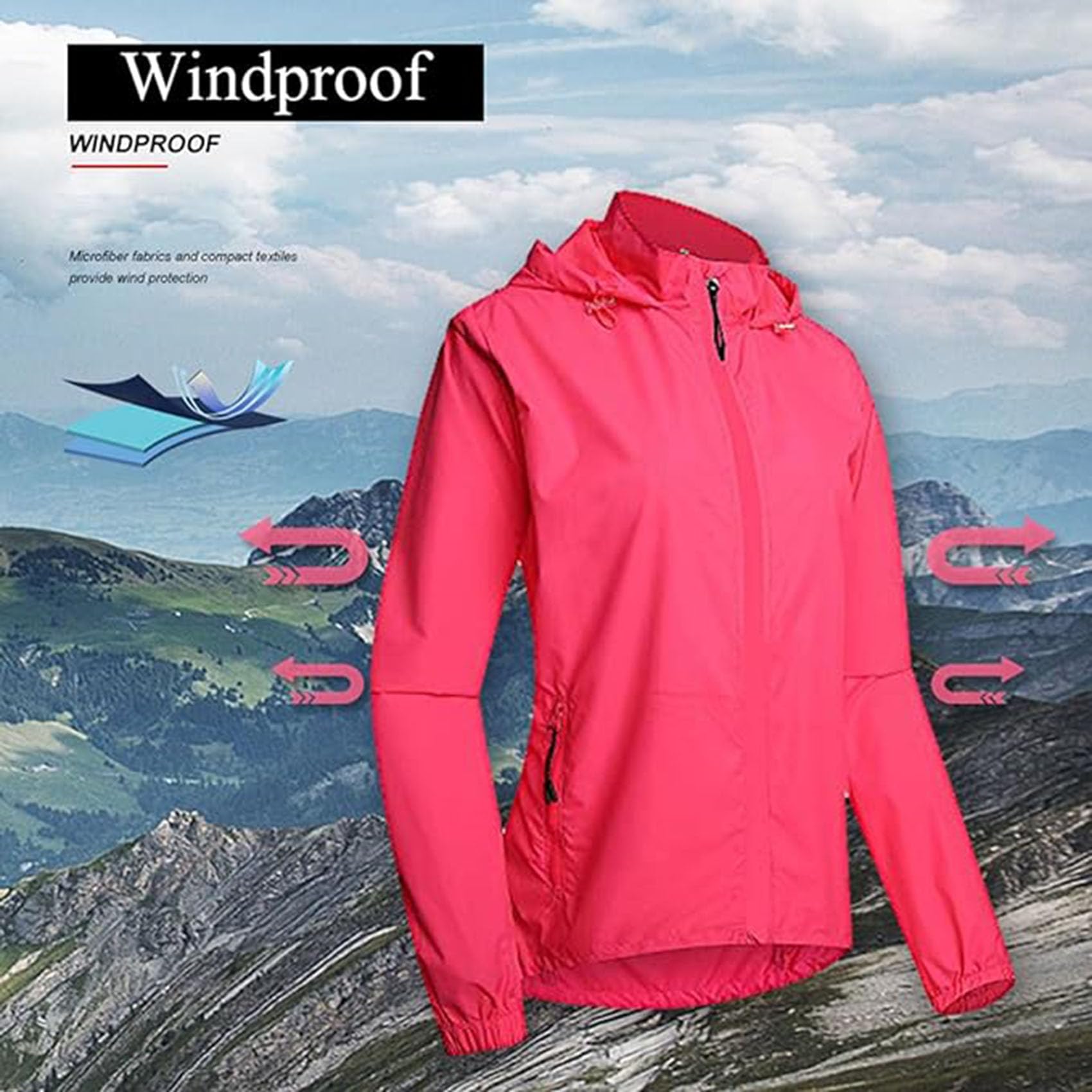 Damskie letnie kurtki rowerowe do biegania kamizelka rowerowe koszulki rowerowe 2 w 1 zapinany na zamek lekka, odpinana odblaskowa wiatroszczelna kurtka przeciwdeszczowa,Pink-3XL