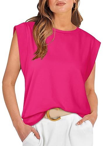WIHOLL Cap Sleeve Tops for Women Summer Top Basic Tee