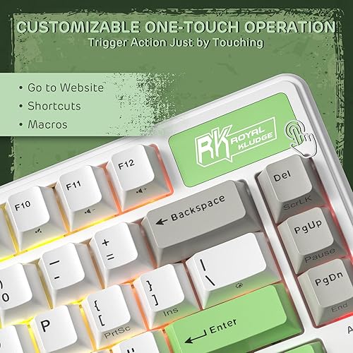 Miniatura 6 de RK ROYAL KLUDGE Teclado mecánico de montaje en junta L75 con perillateclas macro y placa de identificación táctil, teclado inalámbrico Tri-Mode 75%