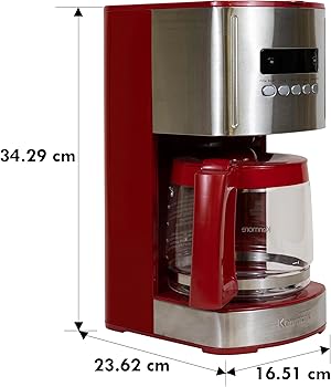 Koolatron Kenmore Cafetera de filtro de 12 tazas de café de filtro programable de 1,8 l con temporizador (Rojo Y Plateado)2