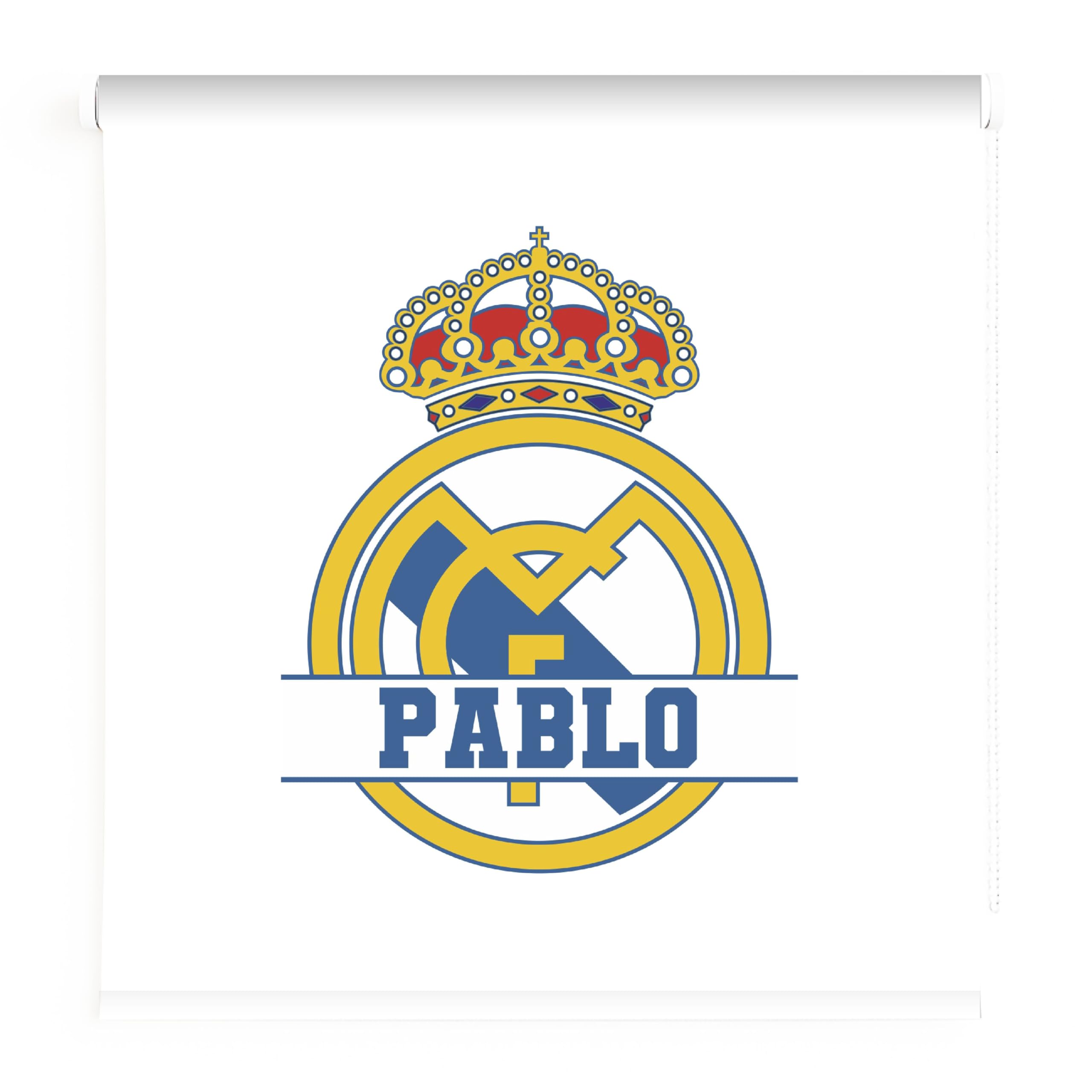 Estores infantiles Futbol Madrid, Estor enrollable juvenil futbol Madrid. Estores infantiles personalizados. Estores Juvenil Personalizado de futbol Madrid. (Opaco, 140x170)