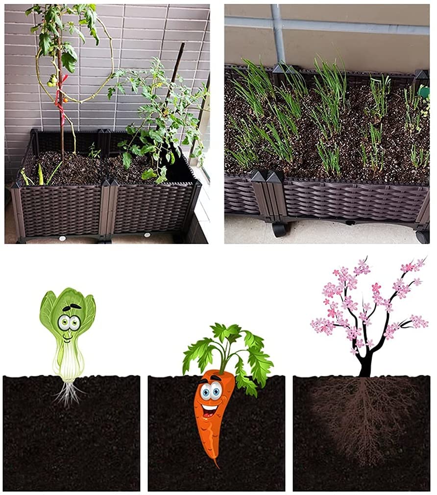 Mesa De Cultivo Macetero de Flores Contenedor de plantación de Verduras Camas de jardín elevadas Kit de Cama de jardín Elevado para porches, terrazas, Balcones, jardinería 518(Size:200x40x