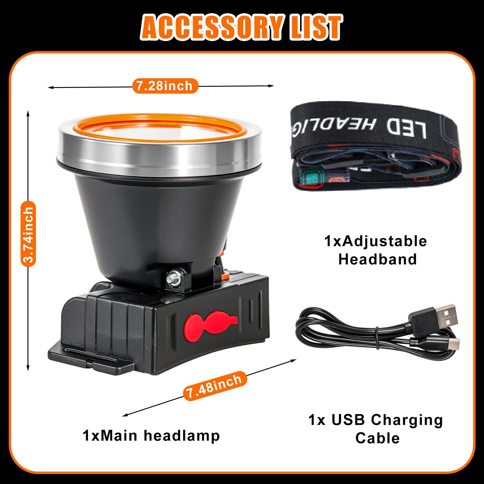 Kitness Luz de caza Coon de alto lúmenes, linterna frontal LED superbrillante, manos libres, impermeable y recargable, 2 modos de luz para caza, senderismo y pesca (luz blanca plateada)