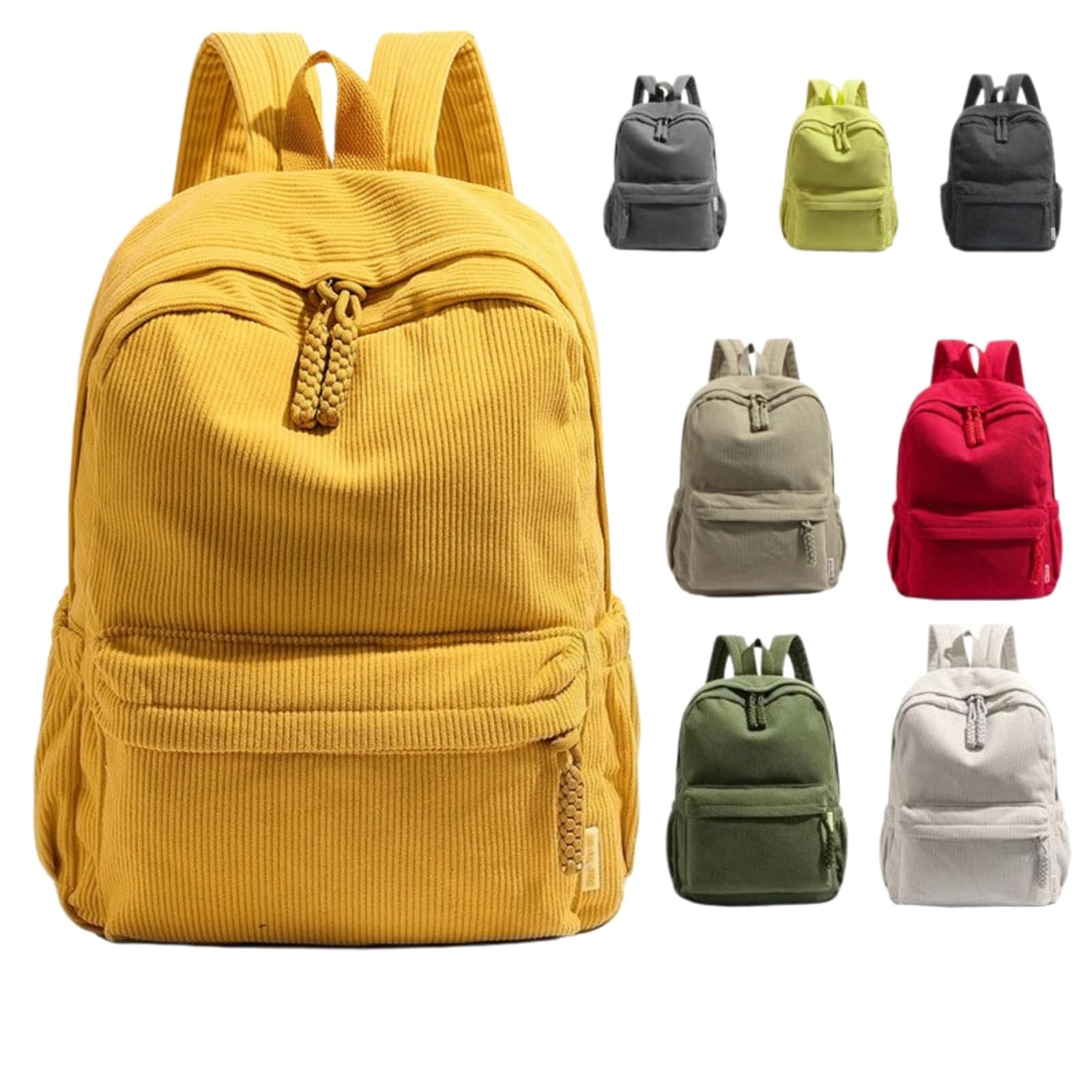 Zaino in Corduro Casual, Grande Borsa di Stoccaggio Leggera con Design alla Moda per Abiti Quotidiani E Viaggi-Green
