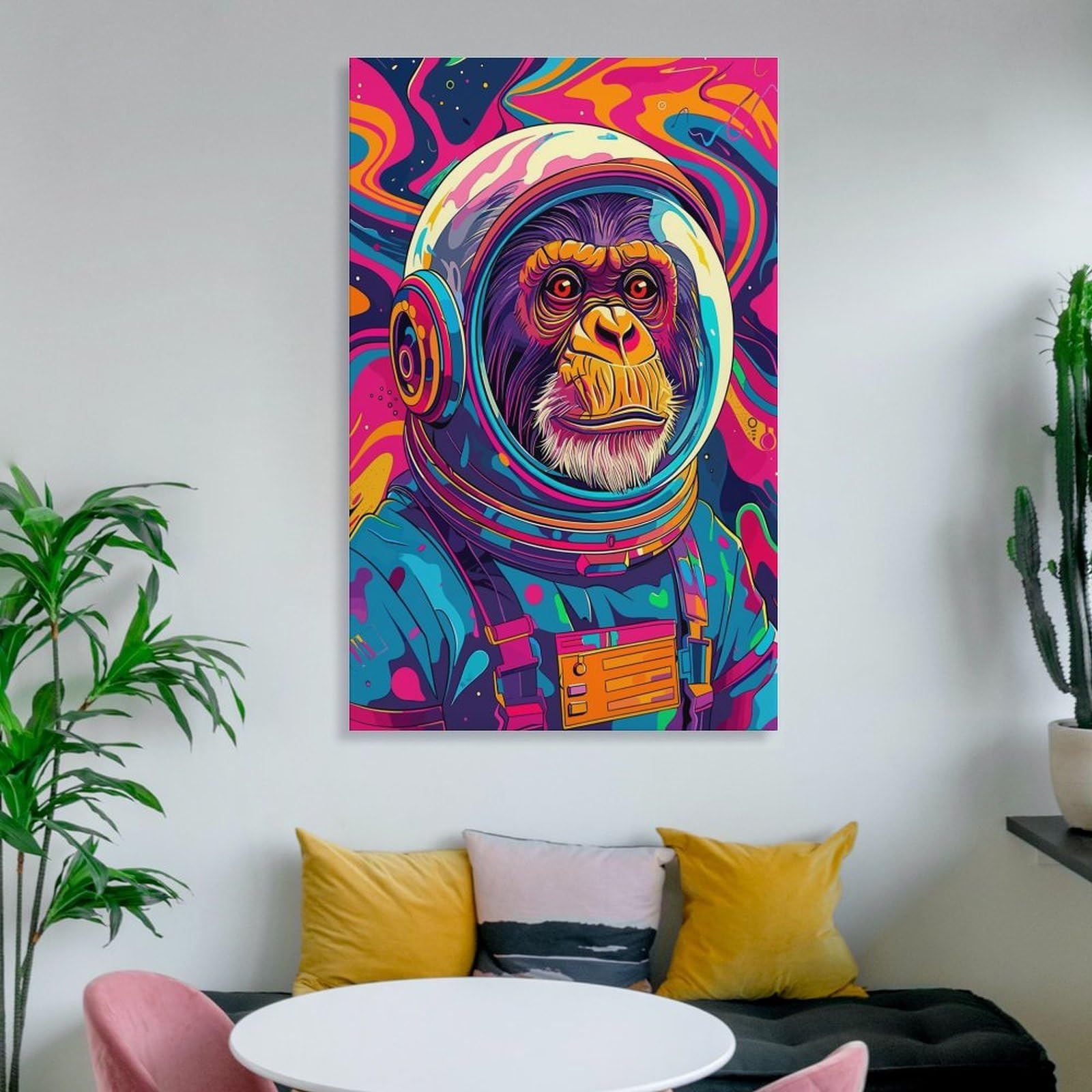 Junmoney Astronaut Space Chimp, Tableau Décoratif Pour Le Salon Et La Chambre D'amis, Art Pour La Décoration Intérieure, 24x36inch(60x90cm)