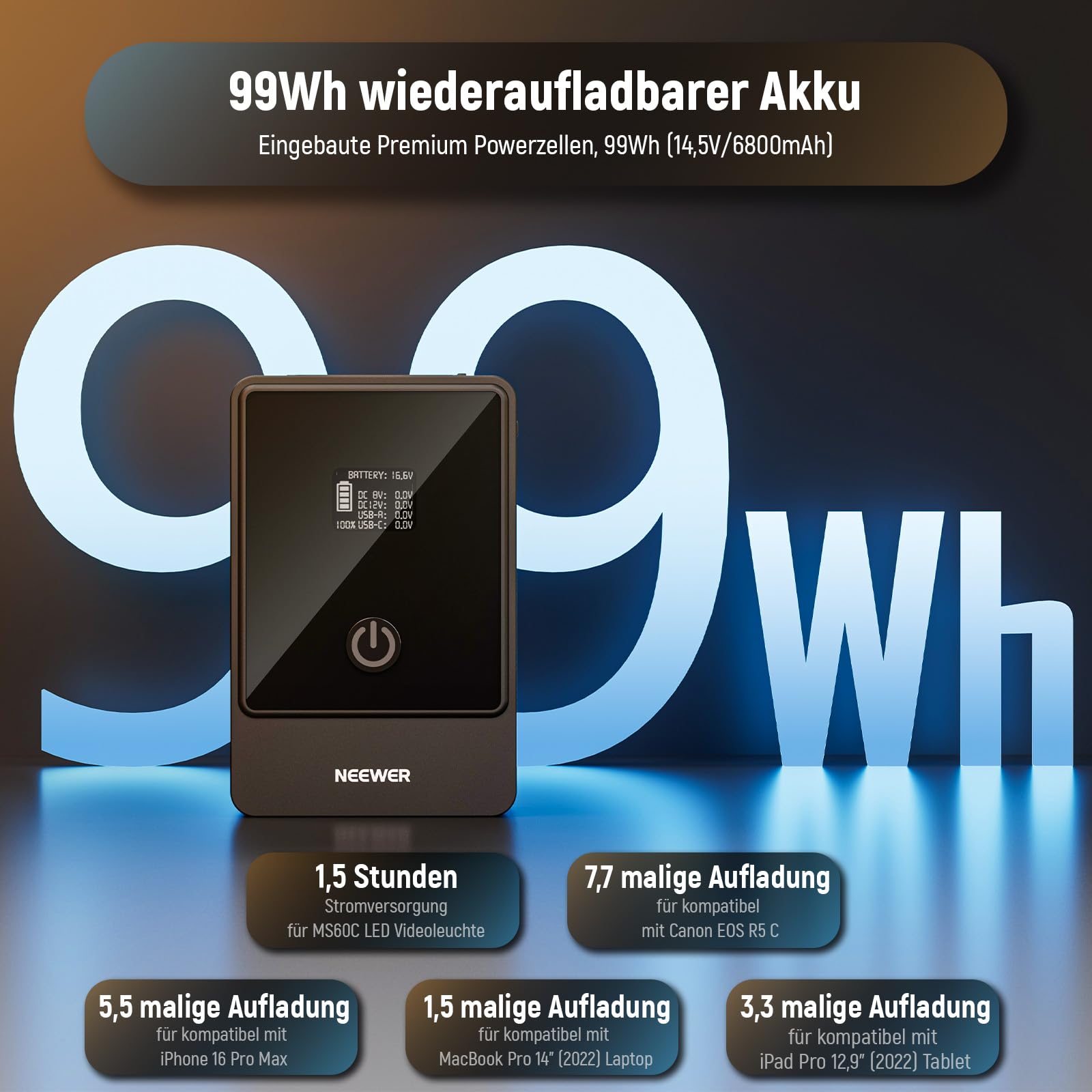 NEEWER Mini V Mount Battery With D Tap/USB C/USB A/BP/2 DC Ports